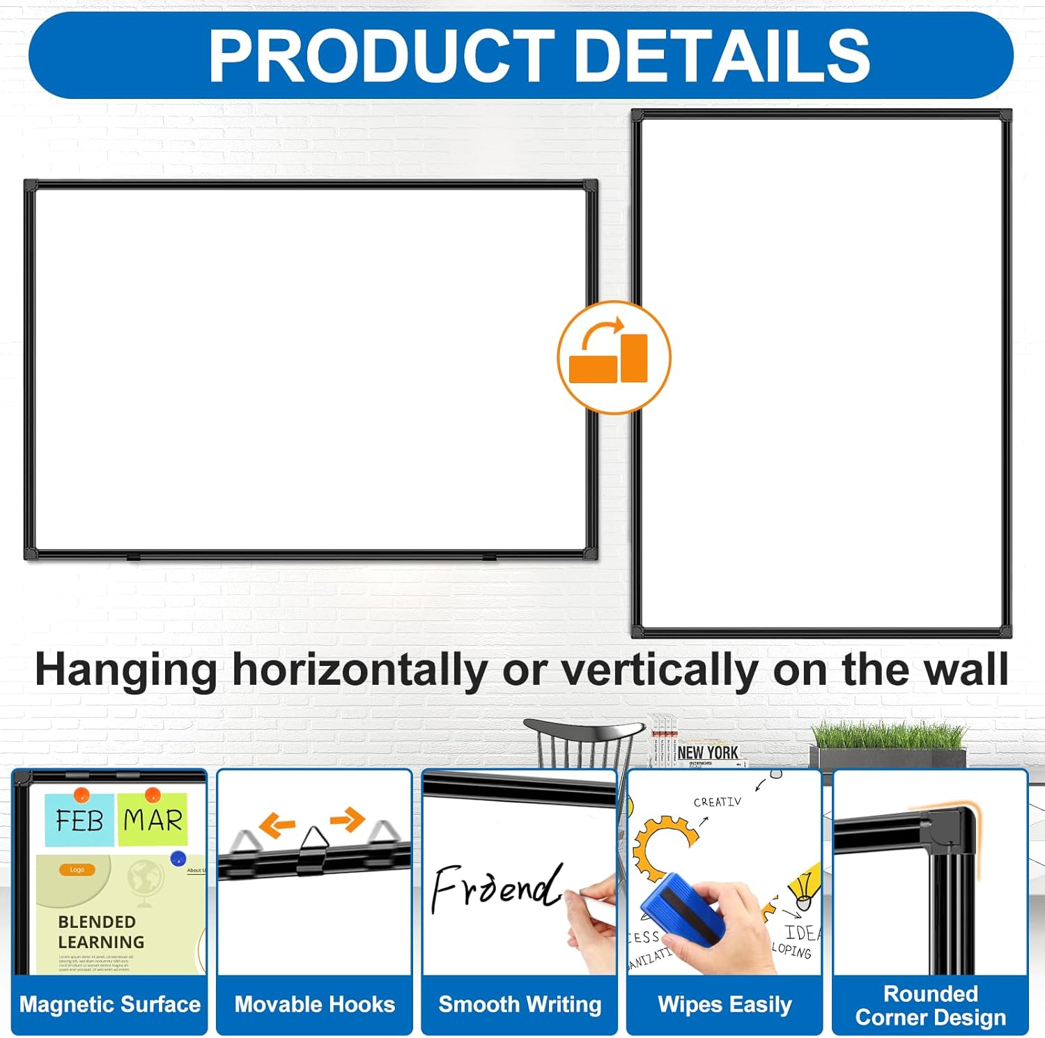 72"X48" Large Magnetic White Board Dry Erase Whiteboard