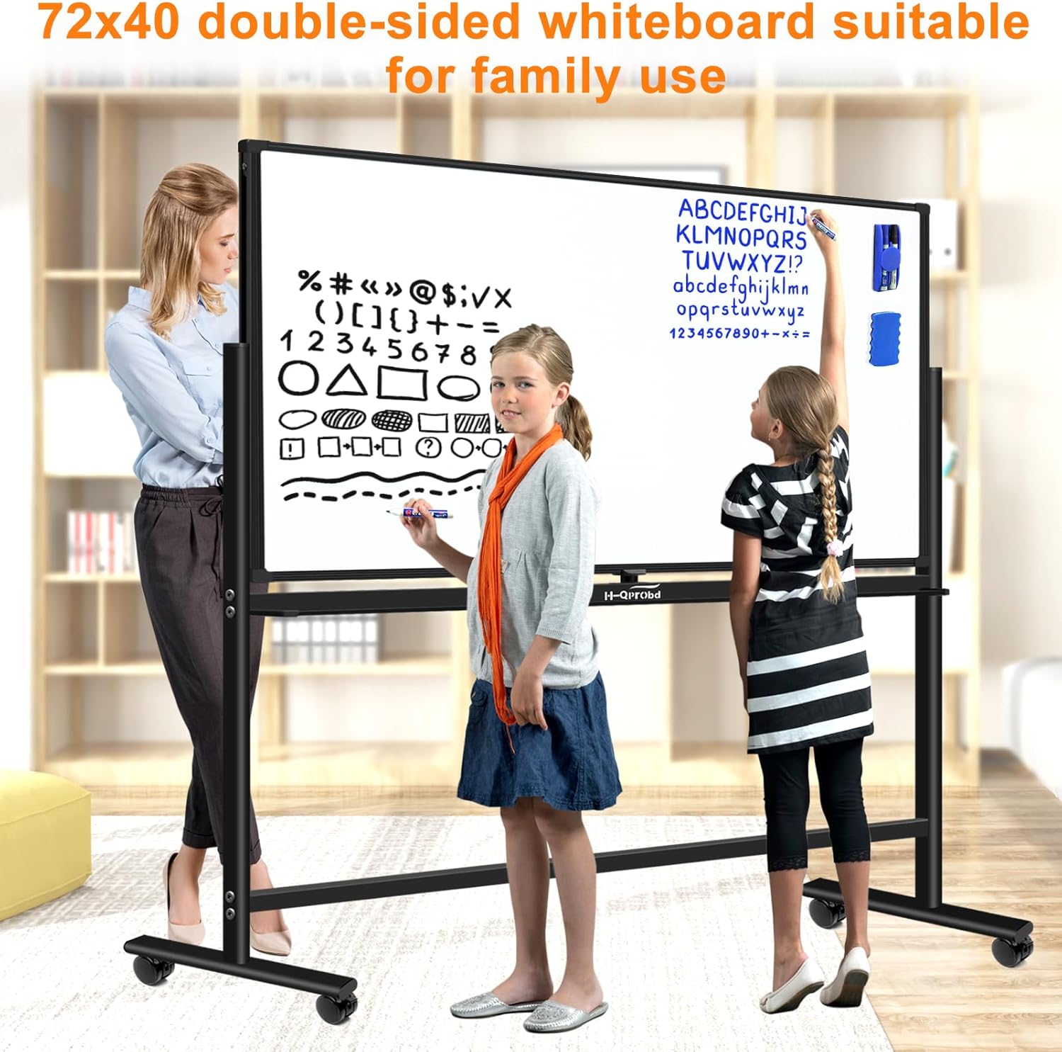 72"x40" Dry Erase Board with Stand Magnetic Mobile Whiteboard on Wheels