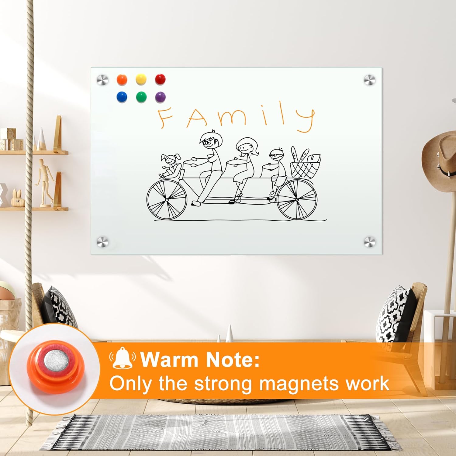 48" x 32" (2pcs) Glass White Board for Wall Dry Erase Board Magnetic Presentation Whiteboard