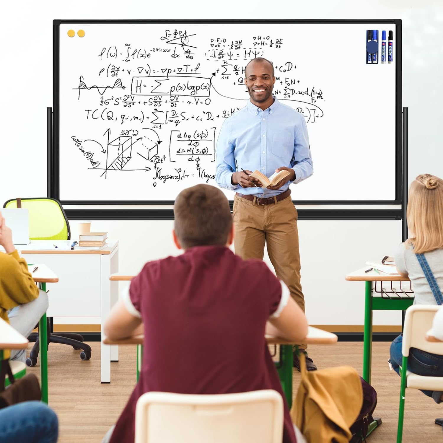 72"x40" Dry Erase Board with Stand Magnetic Mobile Whiteboard on Wheels