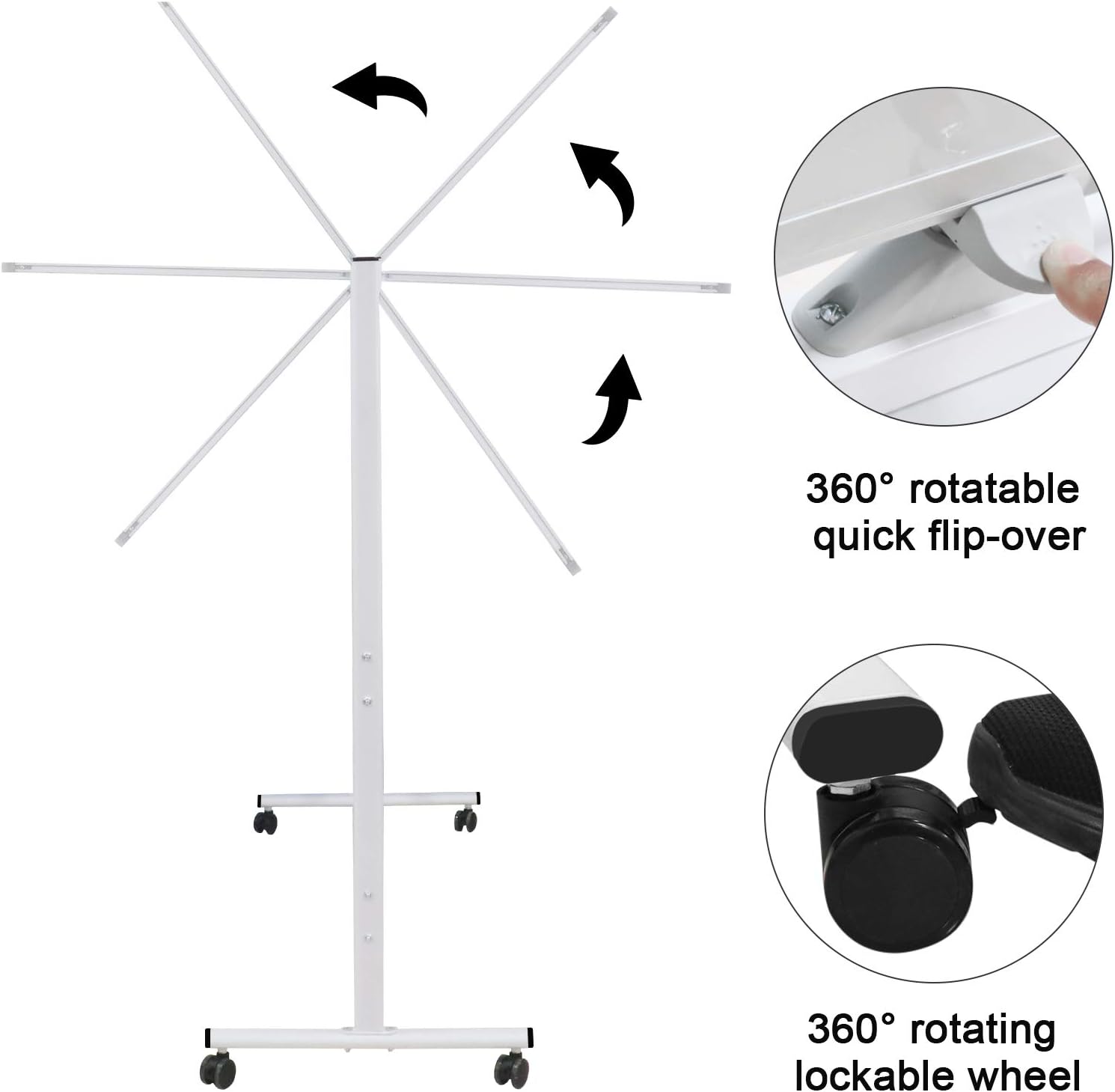 60"x48" Mobile Whiteboard Double-Sided Magnetic Dry Erase Board on Wheels