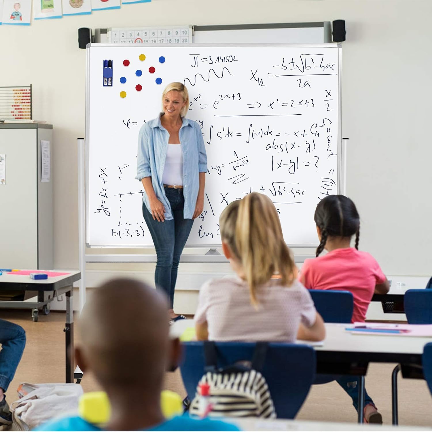 60"x48" Mobile Whiteboard Double-Sided Magnetic Dry Erase Board on Wheels