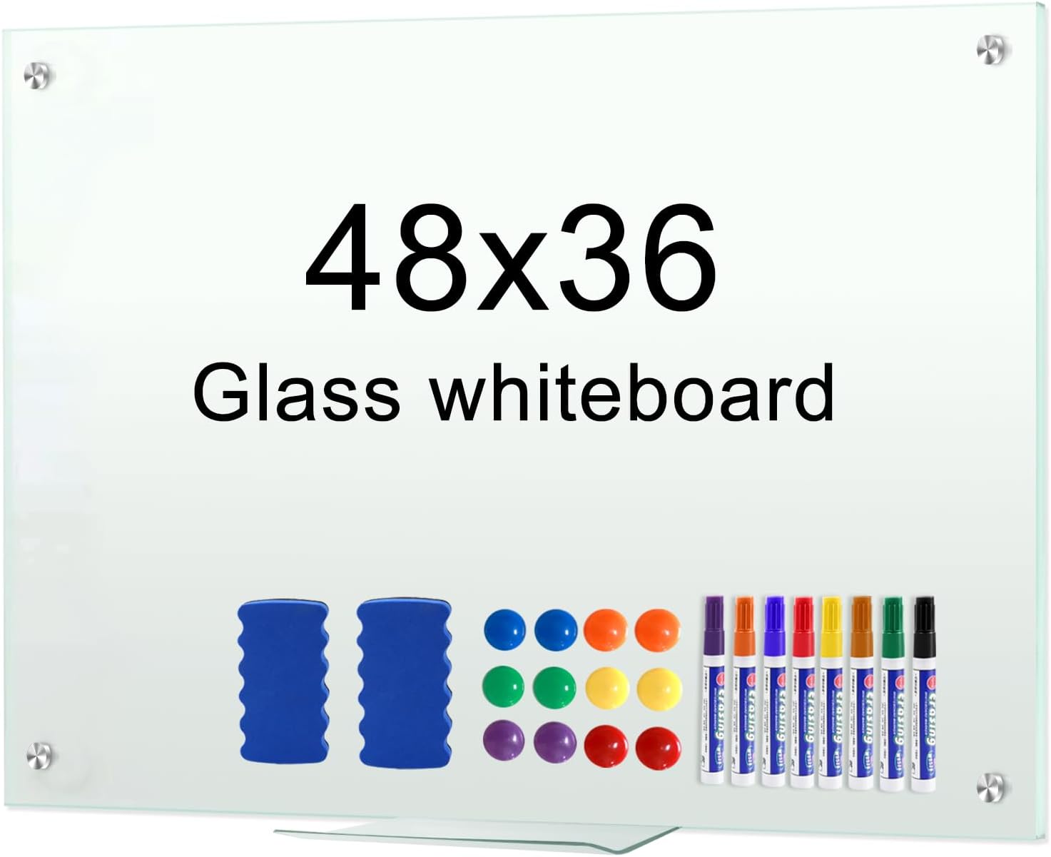 48"x36" Dry Erase White Board Glass Magnetic Whiteboard