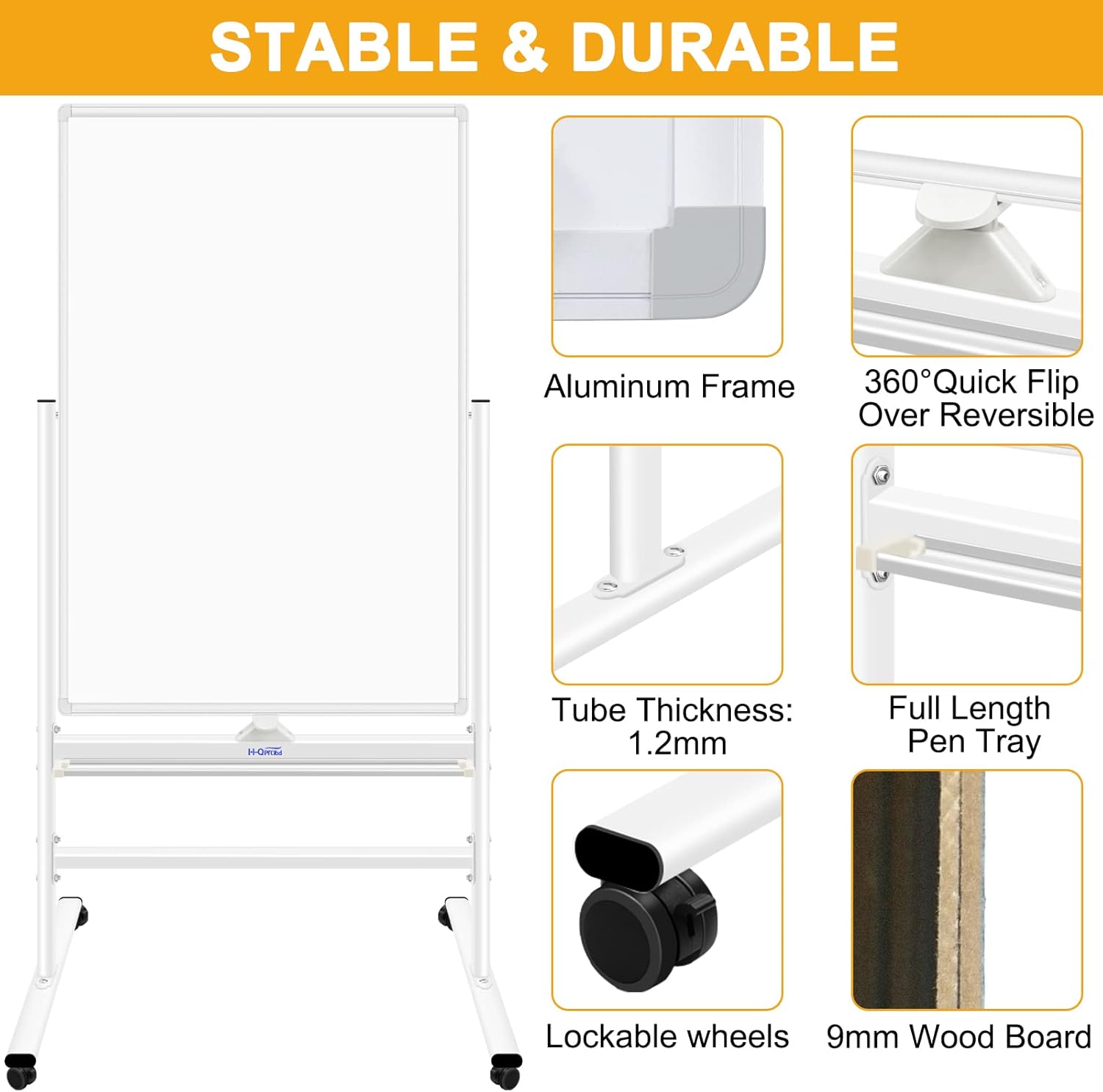 40"x28" Magnetic Whiteboard Mobile Dry Erase Board with Stand Double Side Rolling Whiteboards