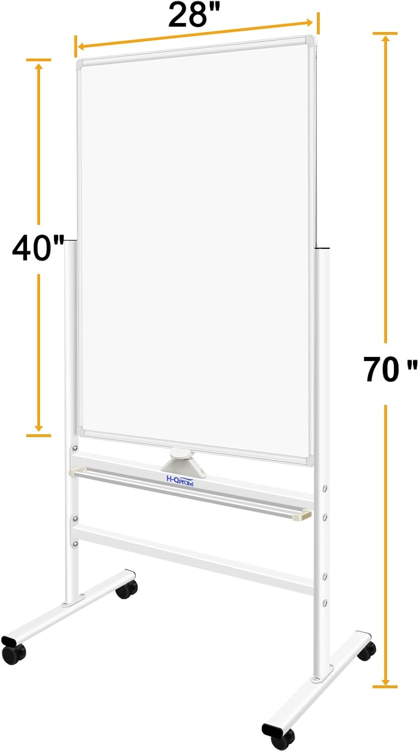 40"x28" Magnetic Whiteboard Mobile Dry Erase Board with Stand Double Side Rolling Whiteboards