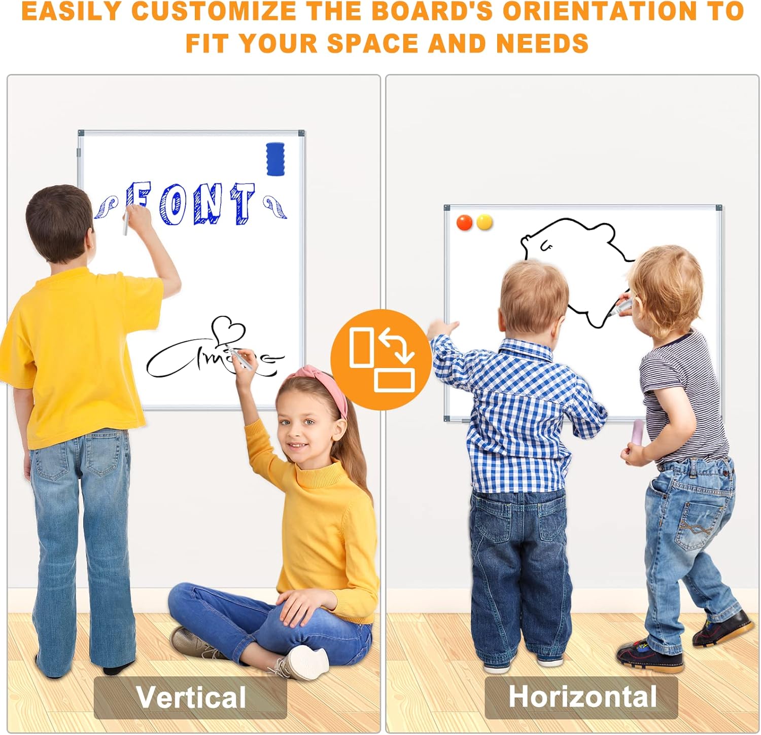24"x18" (2pcs)White Board Dry Erase Whiteboard for Wall, Magnetic Boards