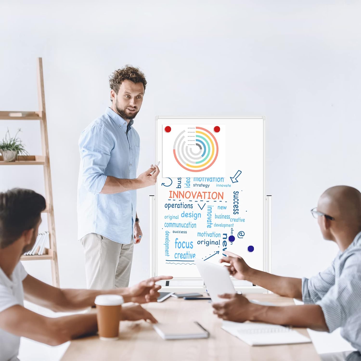 40"x28" Magnetic Whiteboard Mobile Dry Erase Board with Stand Double Side Rolling Whiteboards