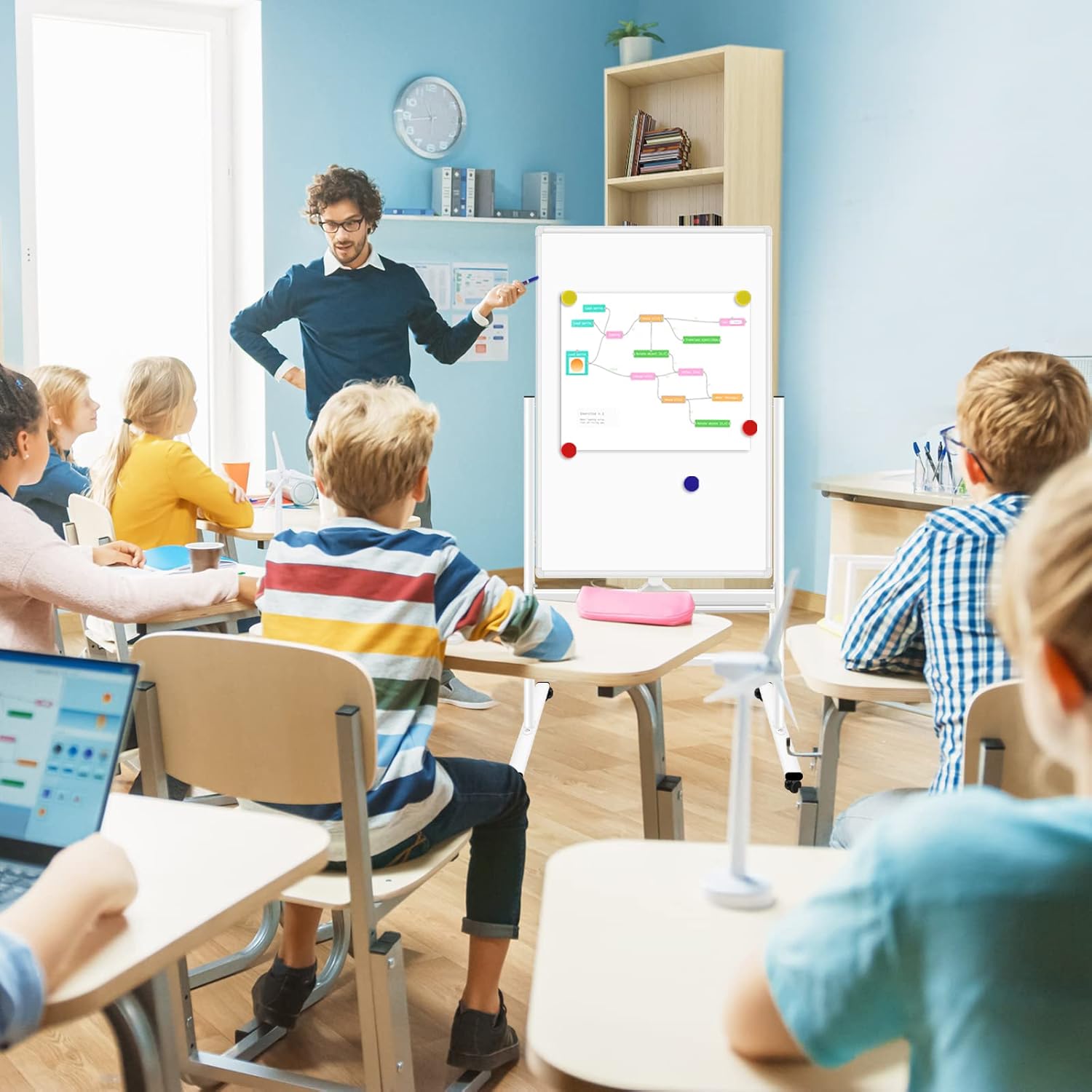 40"x28" Magnetic Whiteboard Mobile Dry Erase Board with Stand Double Side Rolling Whiteboards