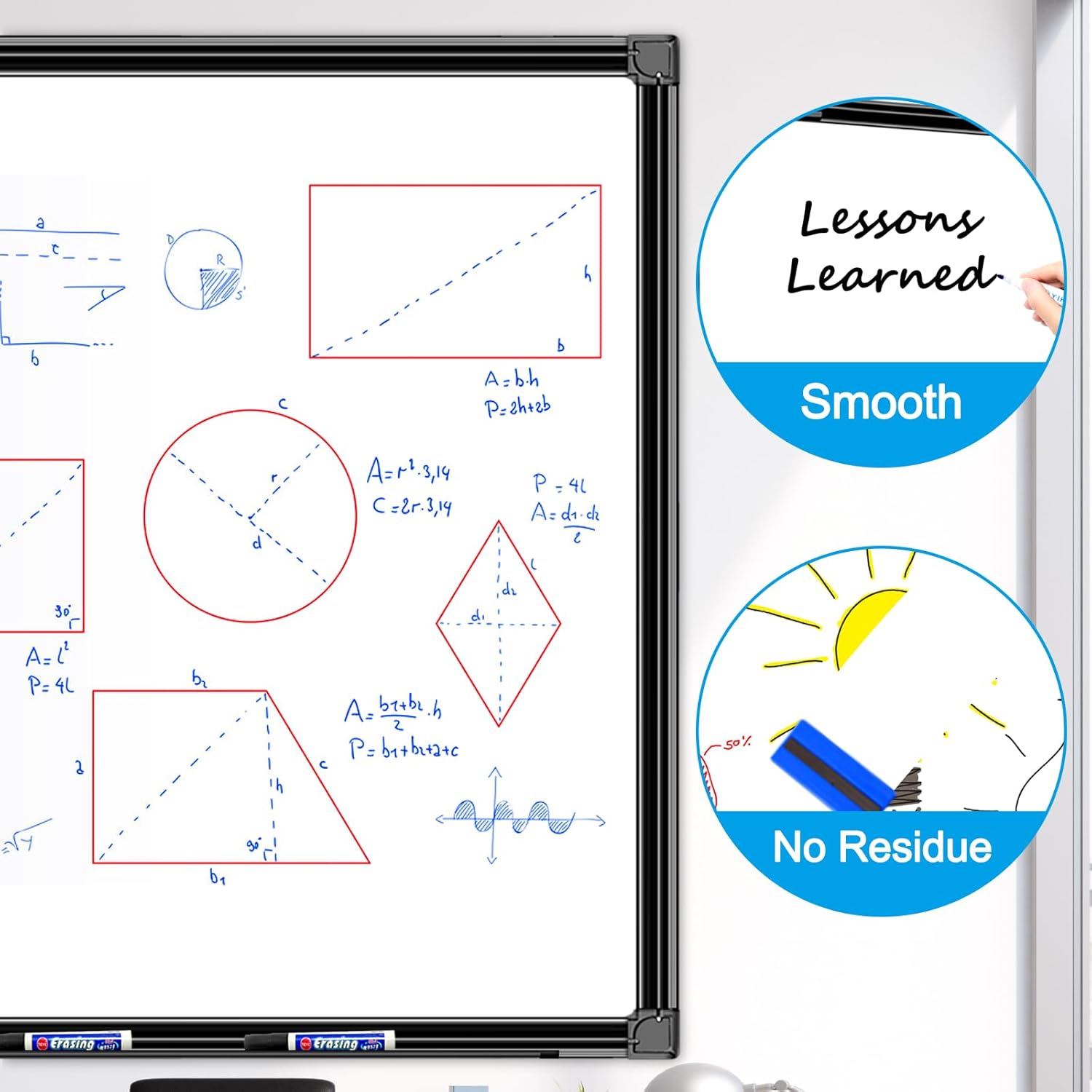 48"x24" Magnetic White Board Dry Erase Wall Mount Whiteboard