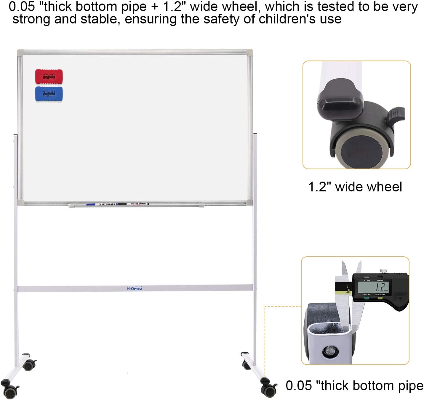 36"x24"Mobile Whiteboard Magnetic Dry Erase Board with Stand - Adjustable Height Double Side Rolling White Boards