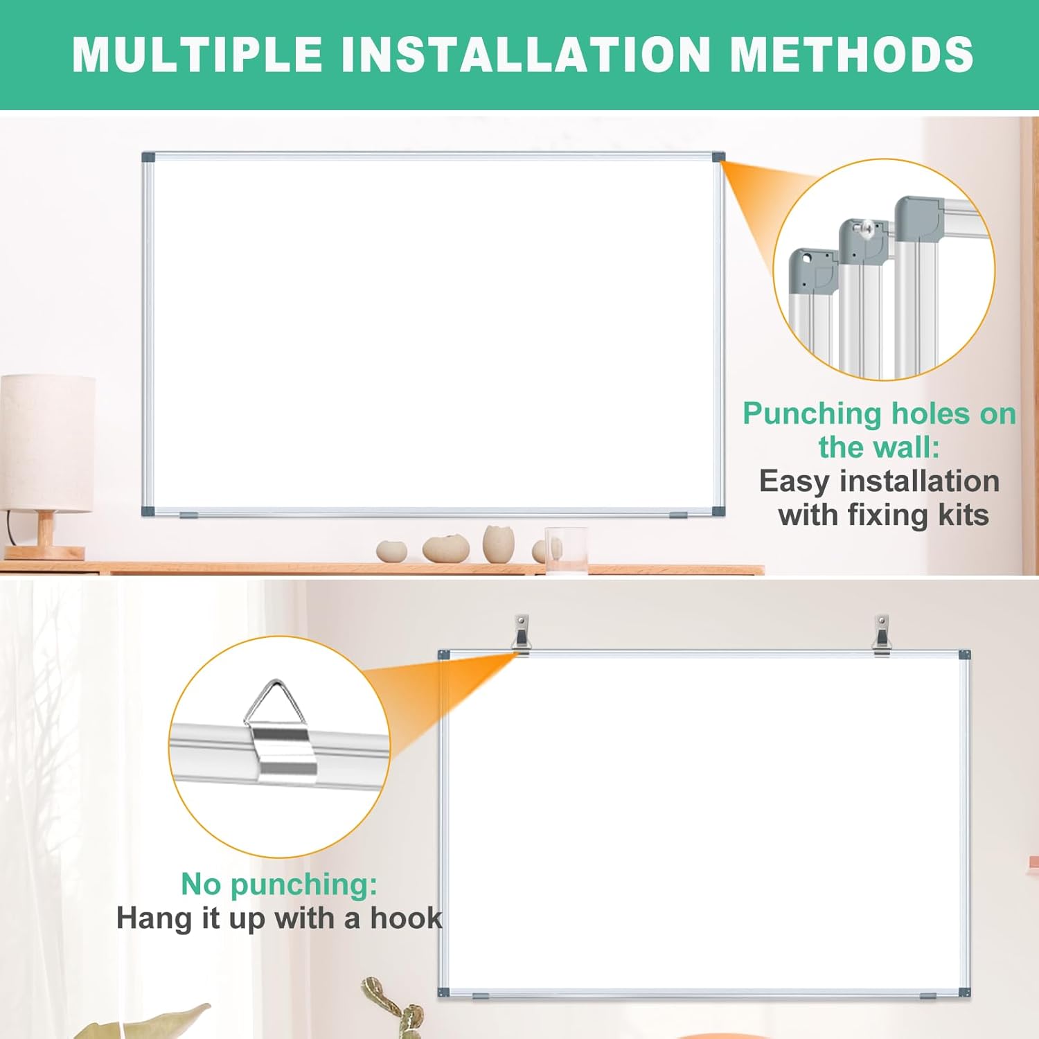 48"x36"/ 4' x 3'  (2pcs) Whiteboard Dry Erase White Board for Wall Magnetic Boards