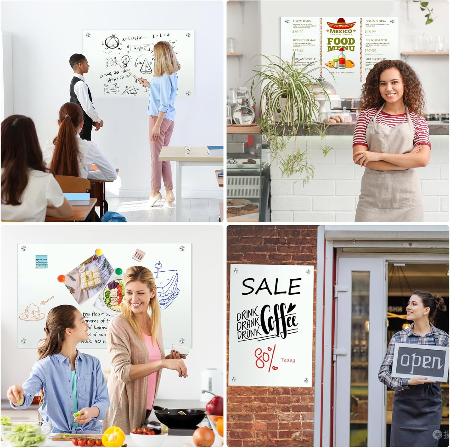 36"x24" Glass Whiteboard Magnetic Dry Erase White Board for Wall