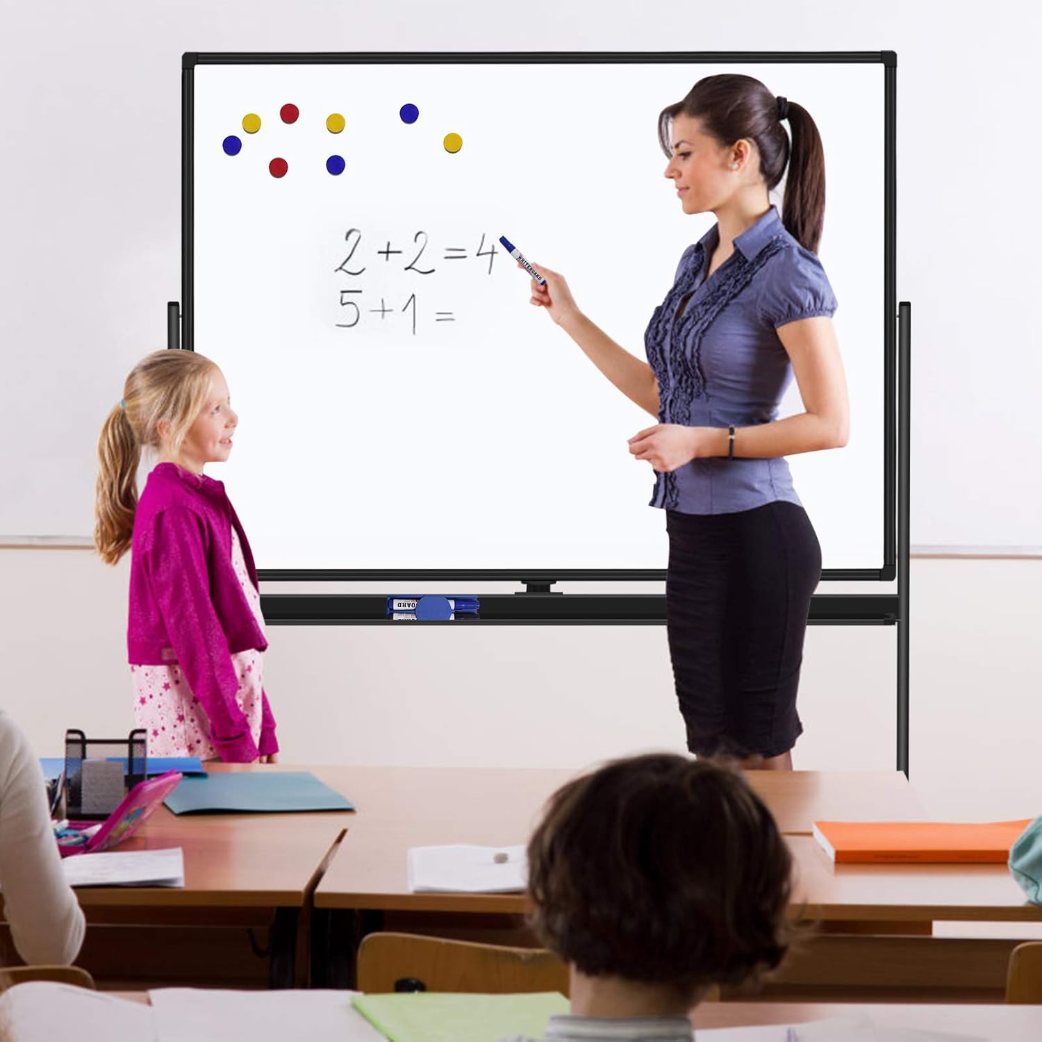 48"x36" Mobile Whiteboard Double-Sided Magnetic Dry Erase Board on Wheels