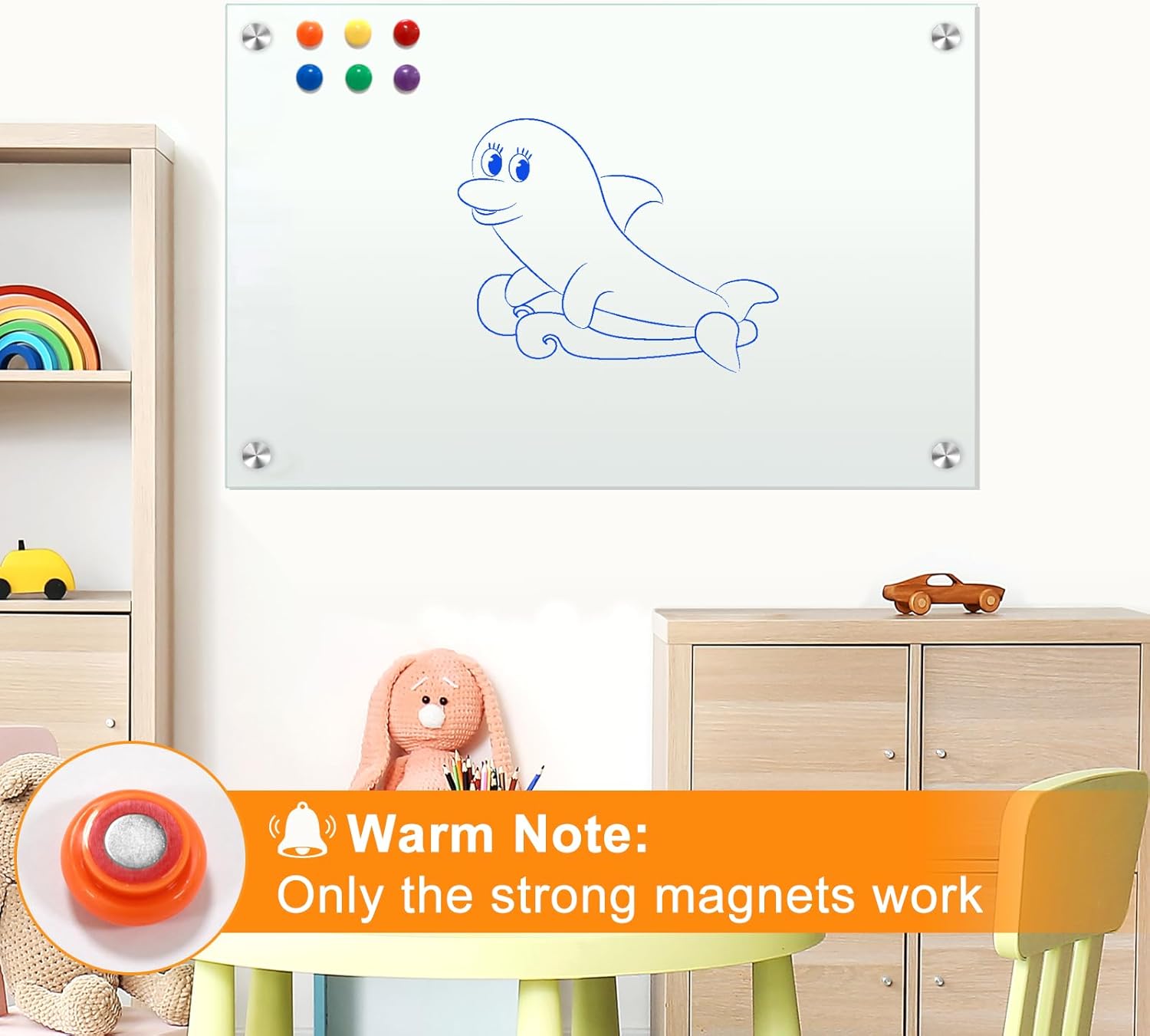 24”x18“ White Board Magnet Dry Erase Boards Frameless Magnetic Glass Whiteboard for Wall