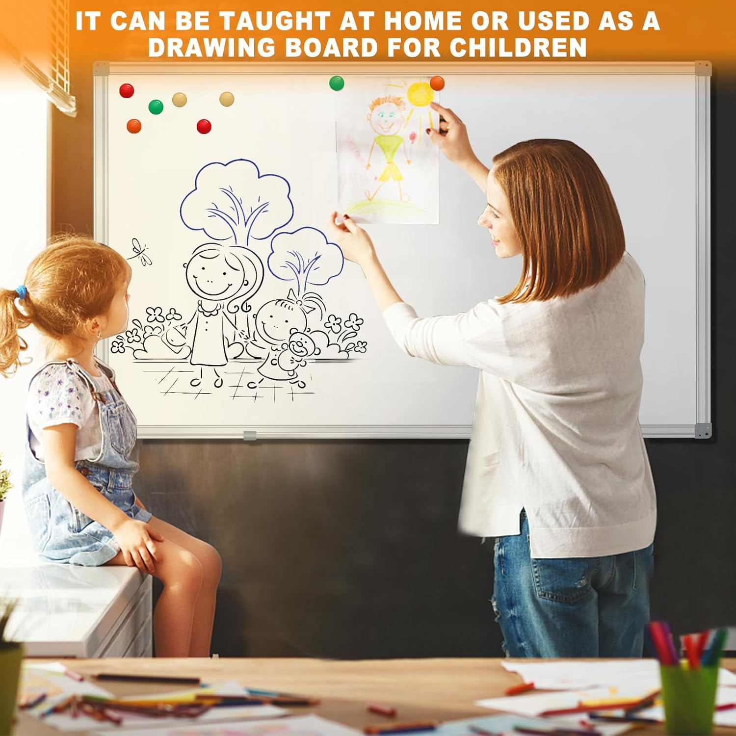 72"x40"Dry Erase Board for Wall Aluminum Presentation Magnetic Whiteboard