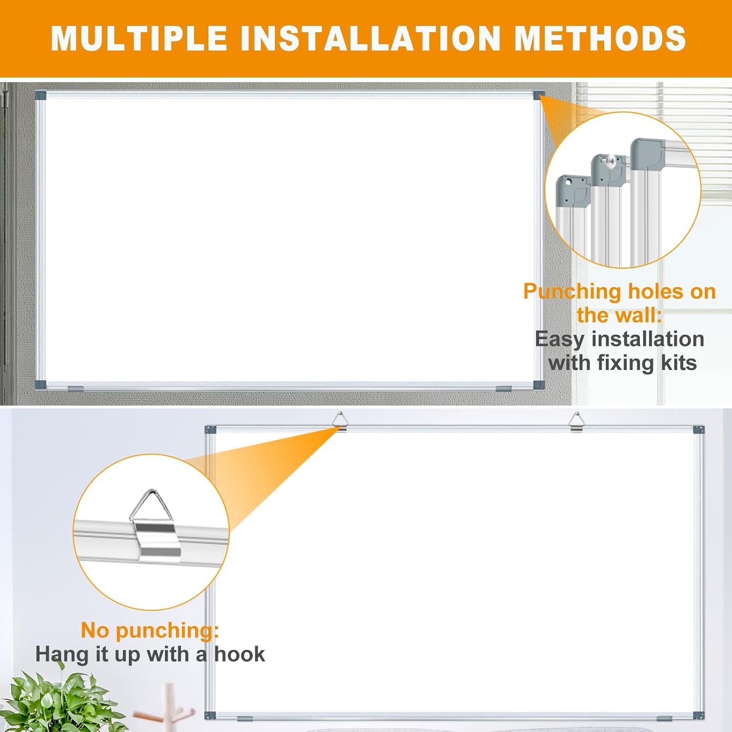 60" x 48"/5' x 4' (2 Pack) Dry Erase Board for Wall, Magnetic Presentation Whiteboard with Long Pen Tray