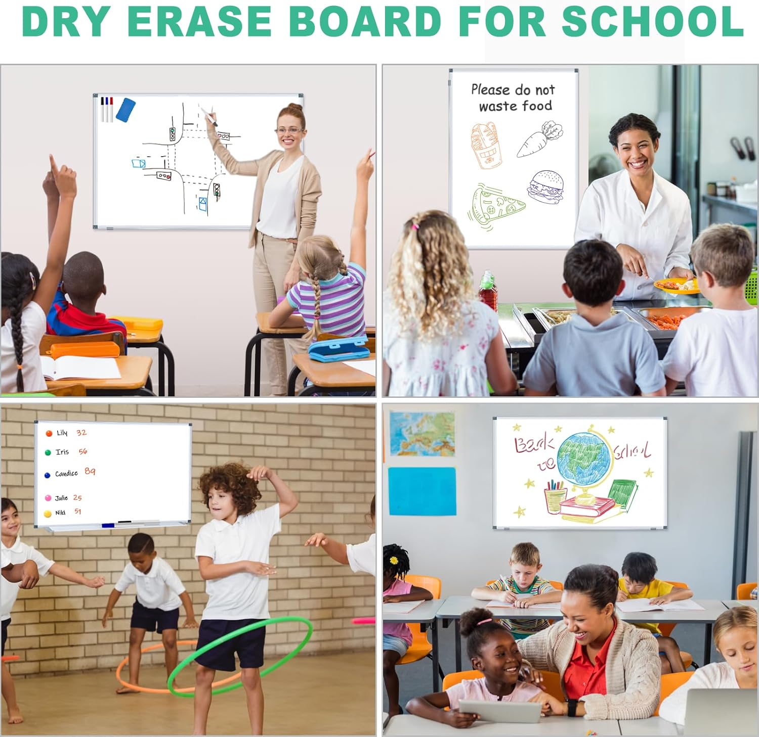 36"x24"/3' x 2' (3pcs)Whiteboard Dry Erase White Board for Wall Magnetic Boards