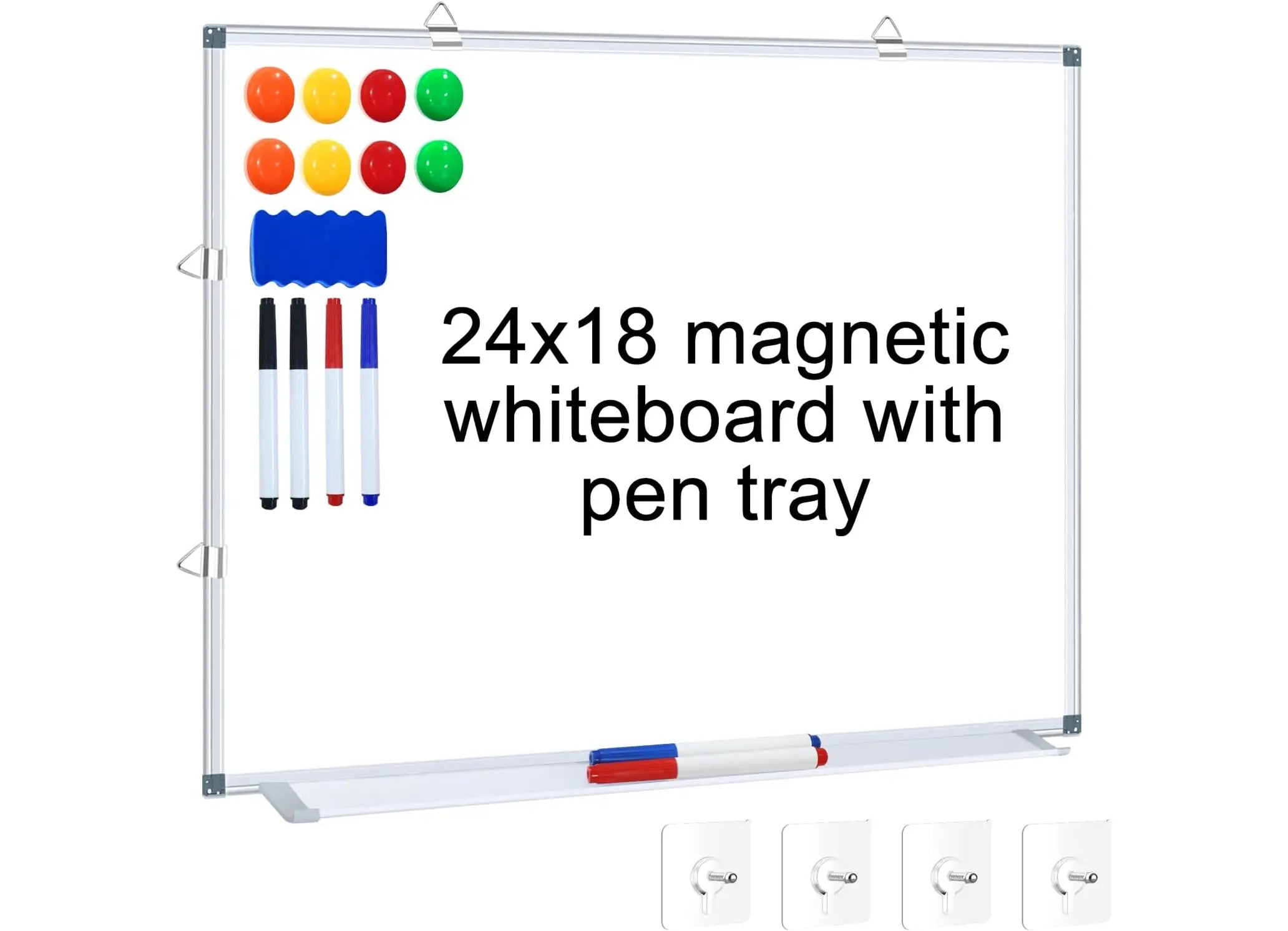 24"x18" White Board Dry Erase Whiteboard for Wall,  Aluminium Frame