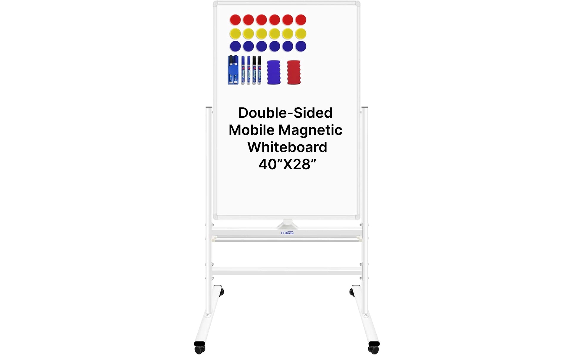 40"x28" Magnetic Whiteboard Mobile Dry Erase Board with Stand Double Side Rolling Whiteboards