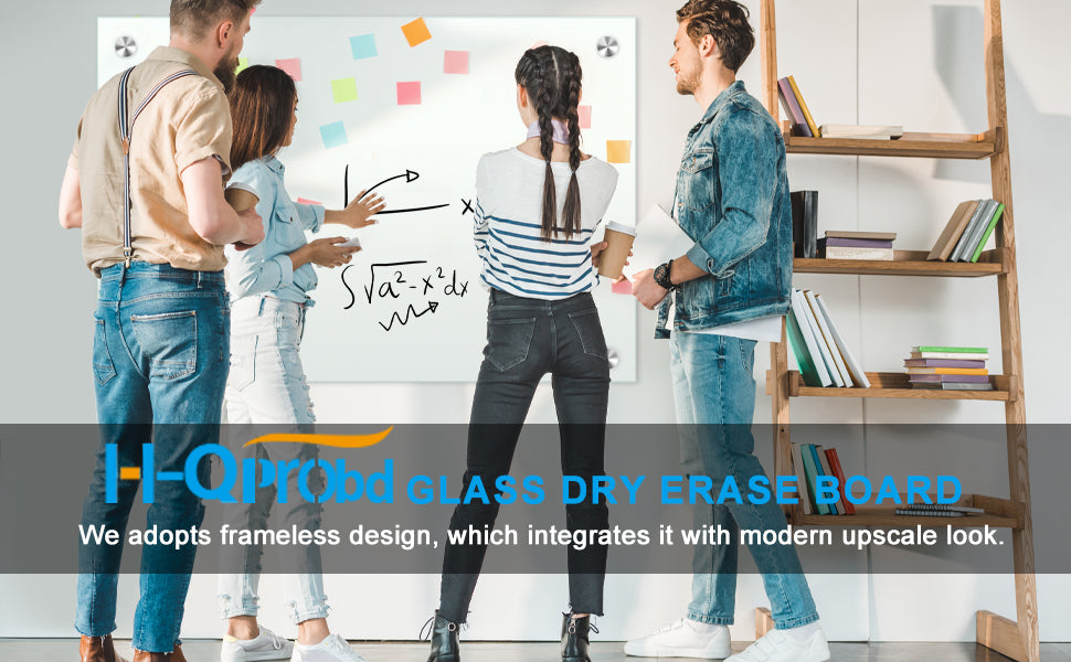 72"x40" Dry Erase White Board for Wall Magnetic Glass Frameless Whiteboard Mount