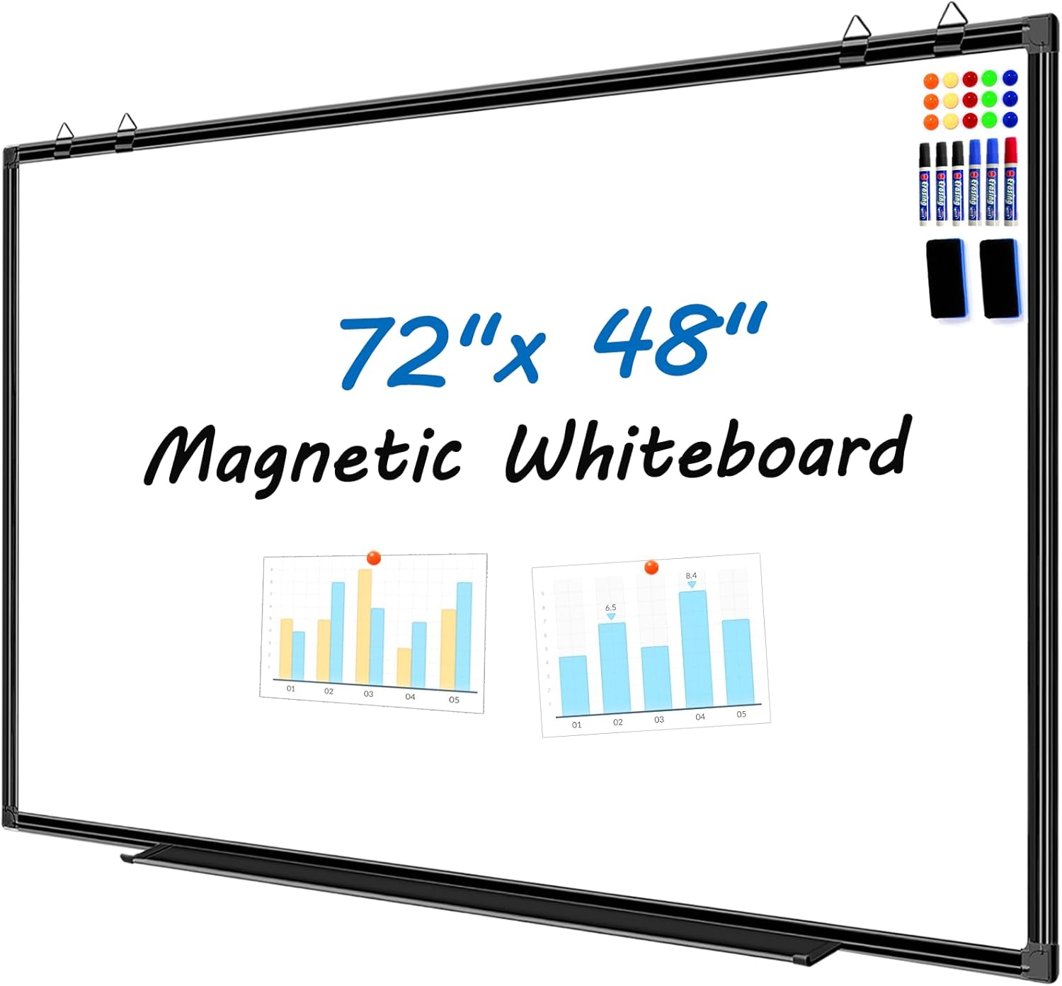 72"X48" Large Magnetic White Board Dry Erase Whiteboard