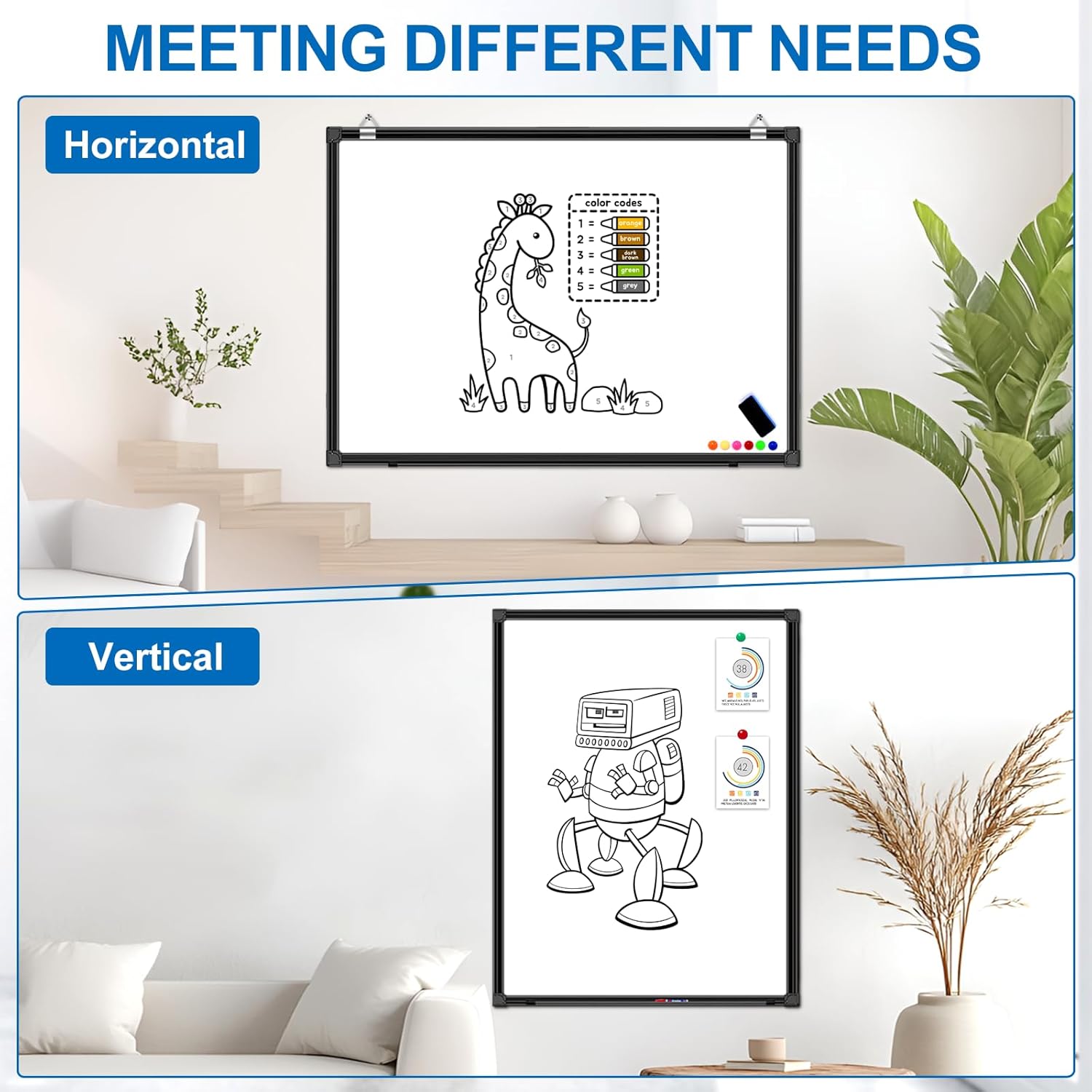 48" X 36"/4' X 3' White Board Dry Erase, Magnetic Dry Erase Board for Wall, Aluminum Frame