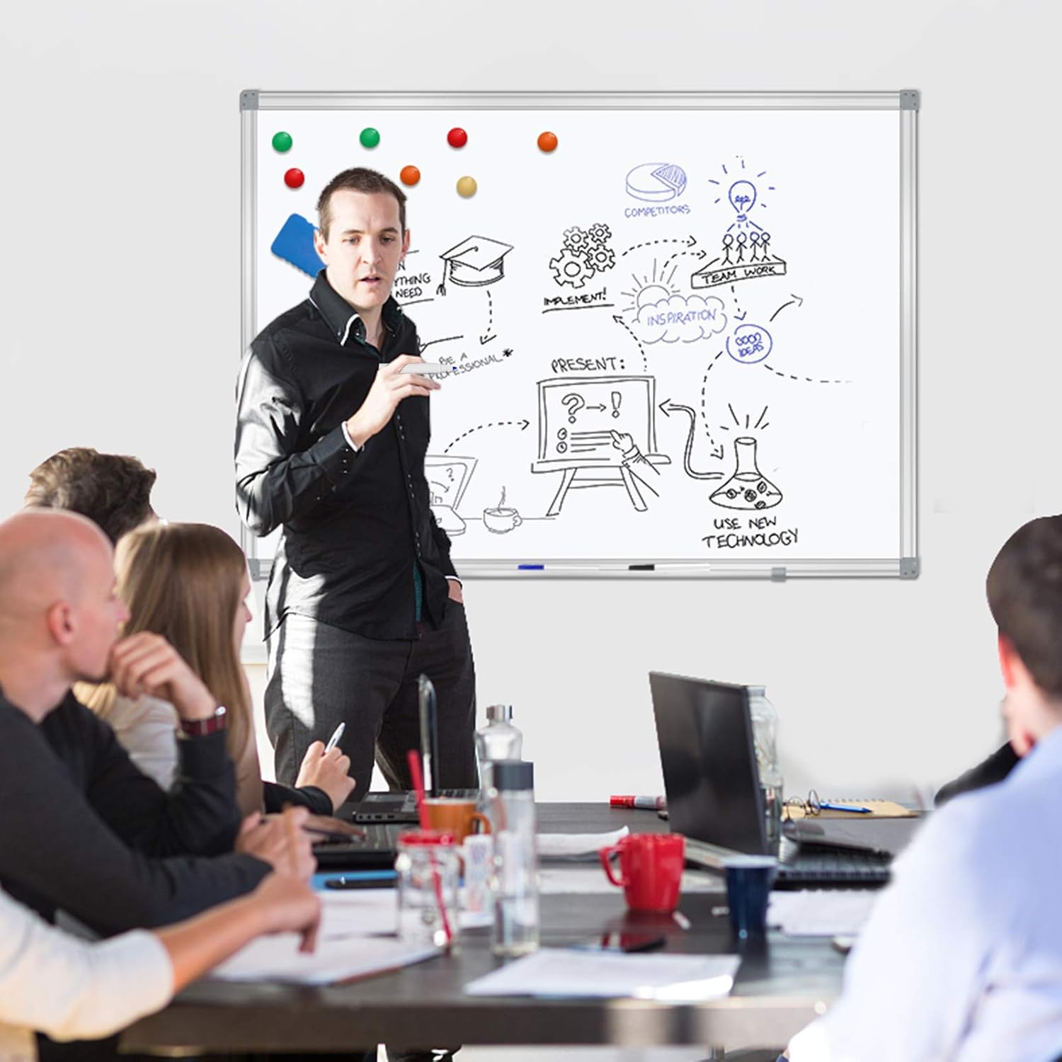 40"x28"Dry Erase Board for Wall Aluminum Presentation Magnetic Whiteboard