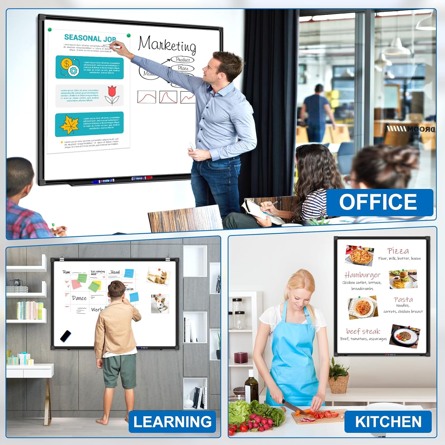 48" X 36"/4' X 3' White Board Dry Erase, Magnetic Dry Erase Board for Wall, Aluminum Frame