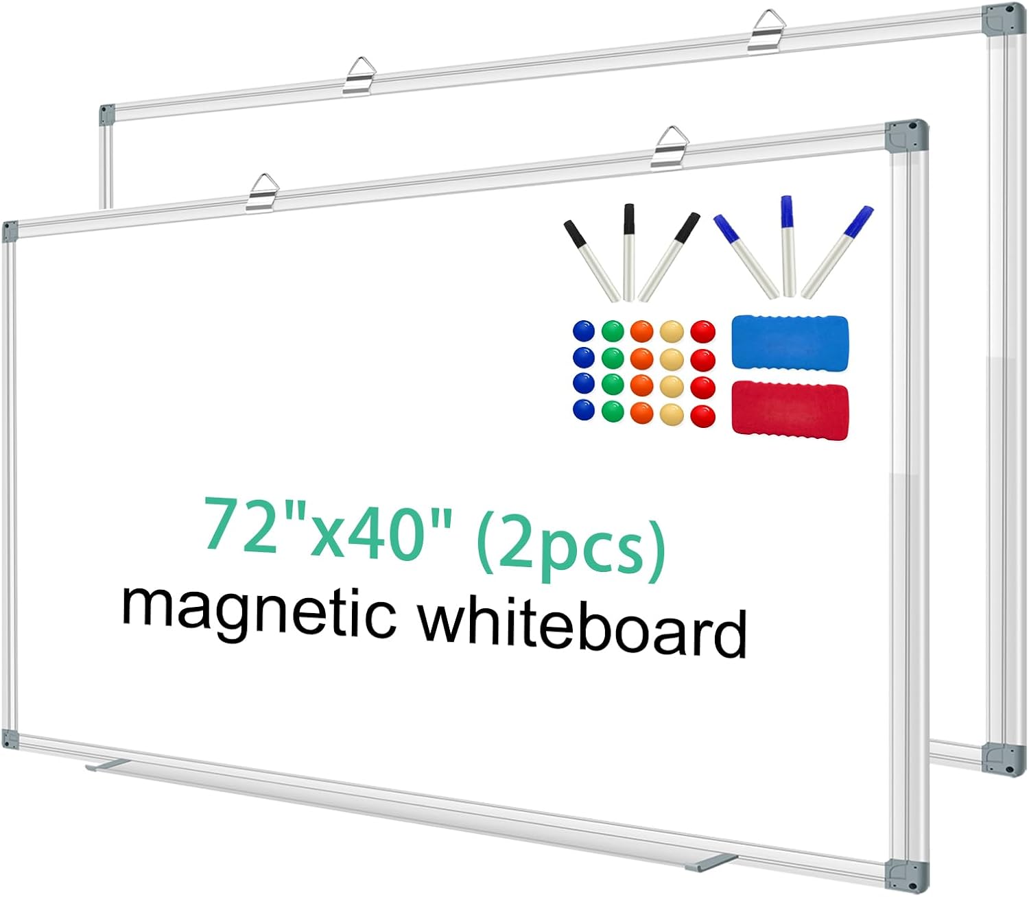 72x40 (2pcs)Whiteboard Dry Erase White Board for Wall, Magnetic Boards, Large Wall Whiteboard