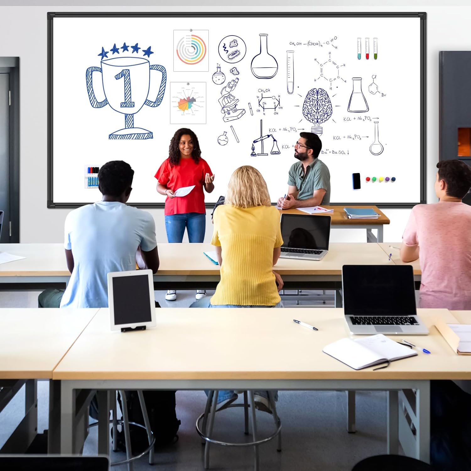 96"x48" Whiteboard Commercial-Grade Large Magnetic Dry Erase White Board for Wall Presentation Boards