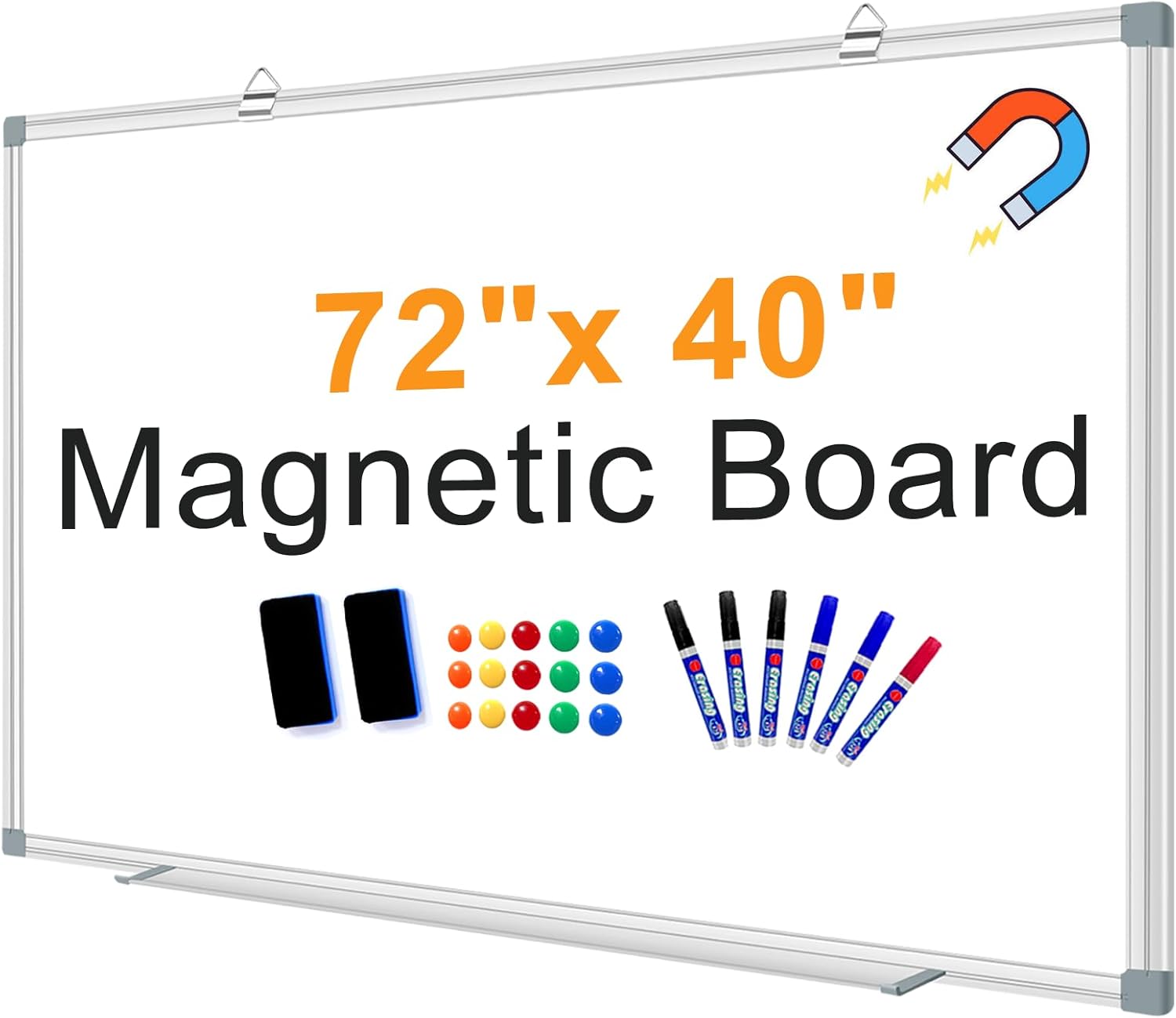 72"X40"Large White Board Dry Erase Board for Wall, Magnetic Whiteboard, Presentation Dry Erase Boards