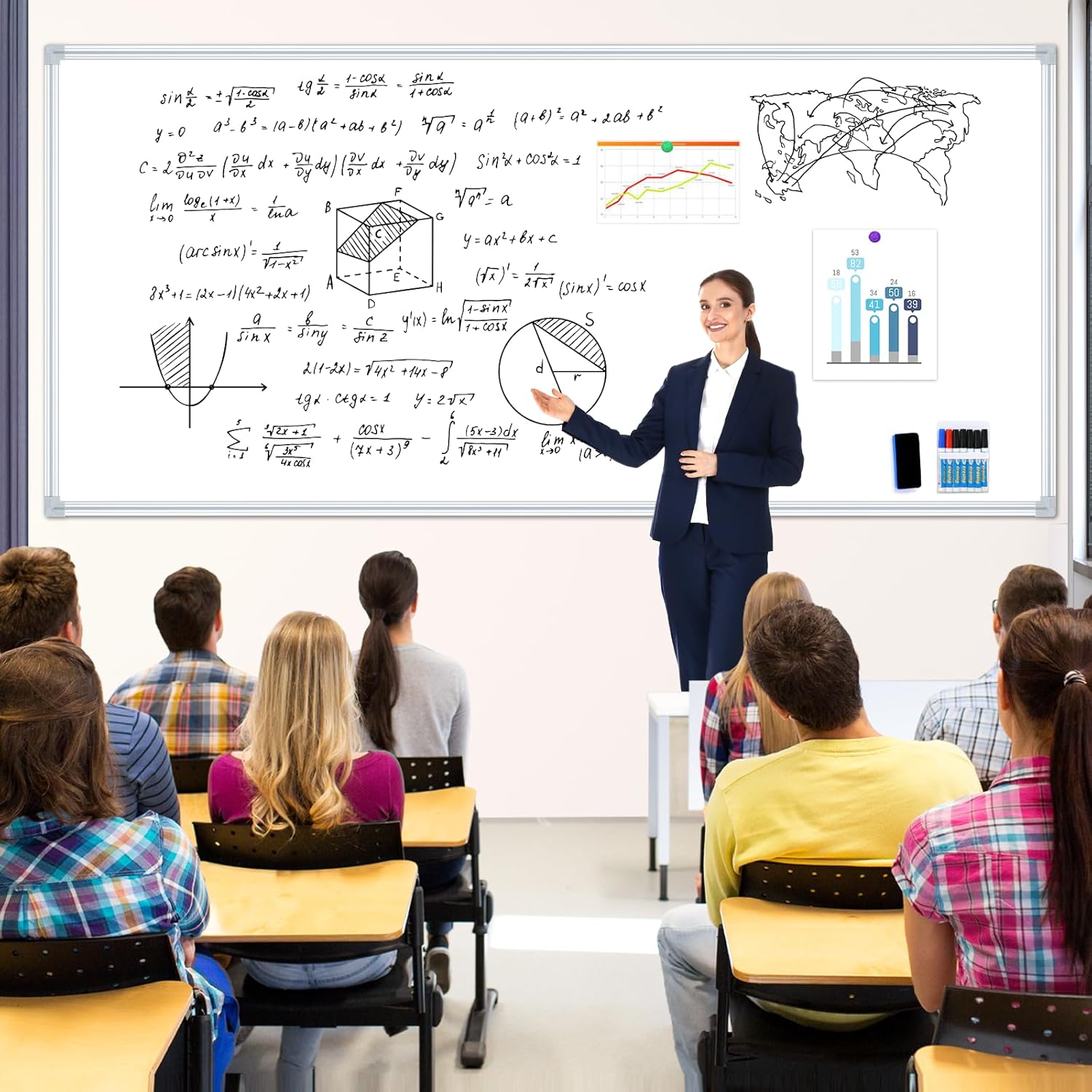 96"x48"WhiteBoard Magnetic Dry Erase White Board for Wall