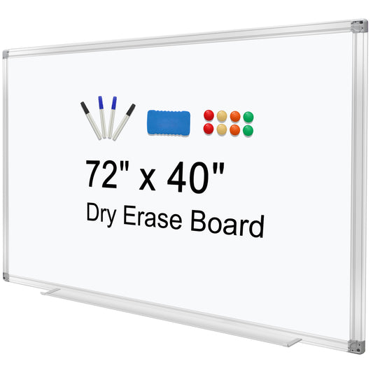 Dry Erase Board for Wall 72"x40" Aluminum Presentation Magnetic Whiteboard with Long Pen Tray, Wall-Mounted White Board for School, Office and Home