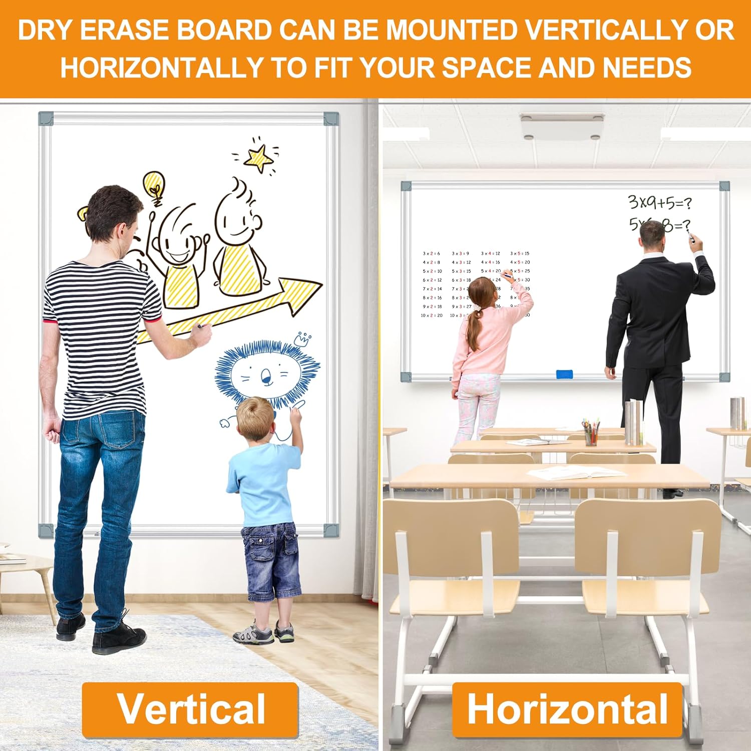 72"X40"Large White Board Dry Erase Board for Wall, Magnetic Whiteboard, Presentation Dry Erase Boards