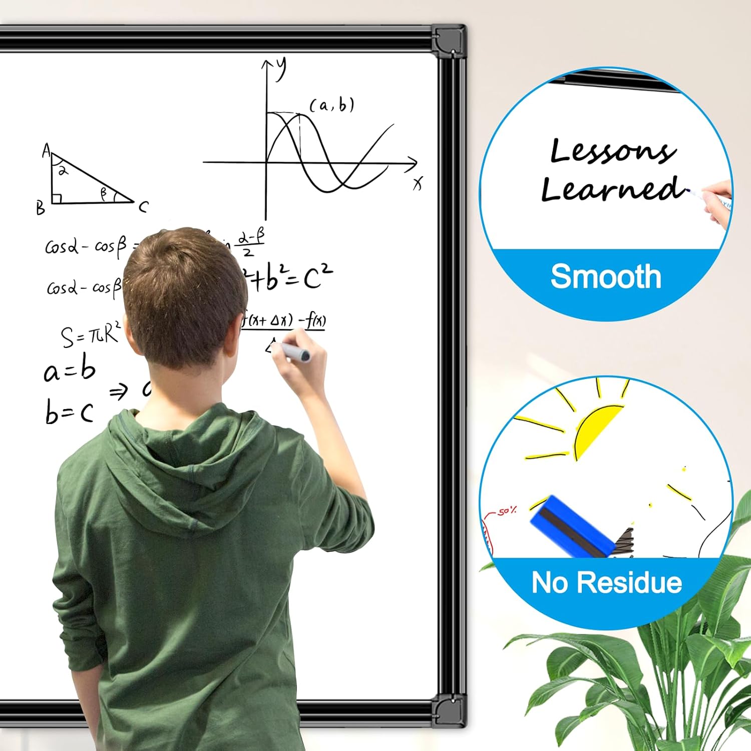 40"x30" Magnetic White Board Dry Erase Wall Mount Whiteboard - with Black Aluminum Frame