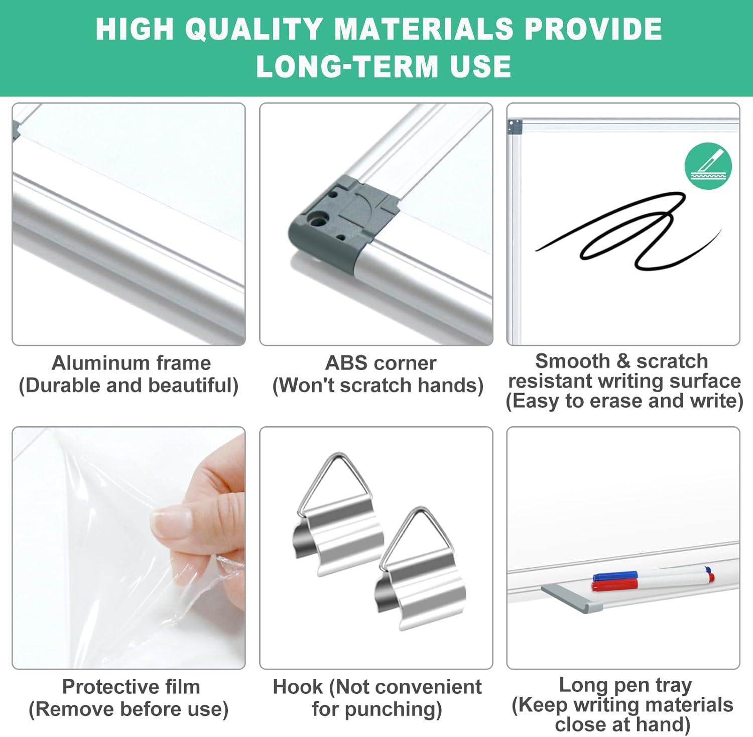 72"x36"/ 6' x 3' Dry Erase White Board for WallLarge Magnetic Whiteboard