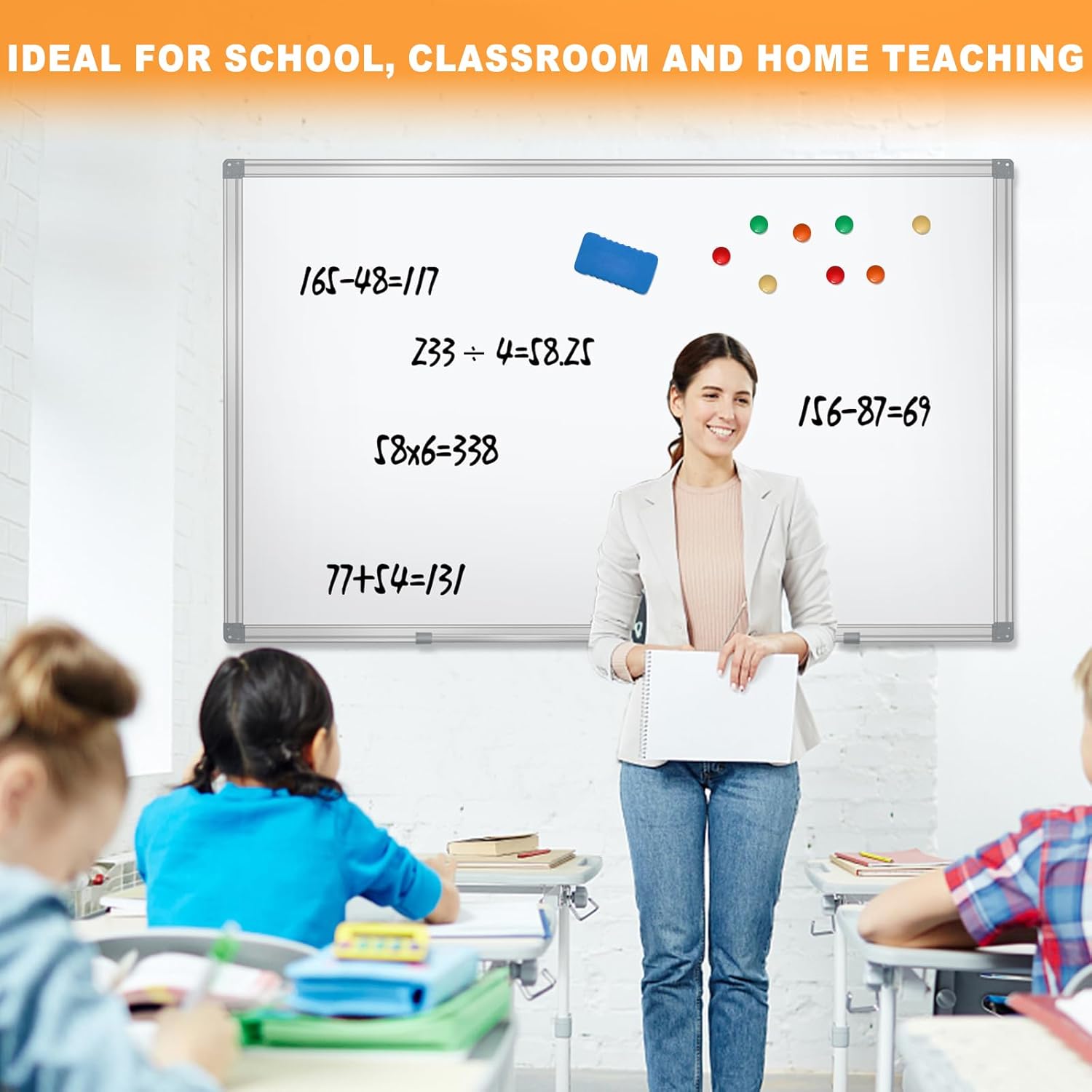 60"x40" Dry Erase Board for Wall Aluminum Presentation Magnetic Whiteboard