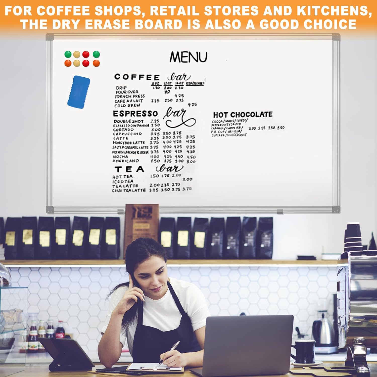 60"x40" Dry Erase Board for Wall Aluminum Presentation Magnetic Whiteboard