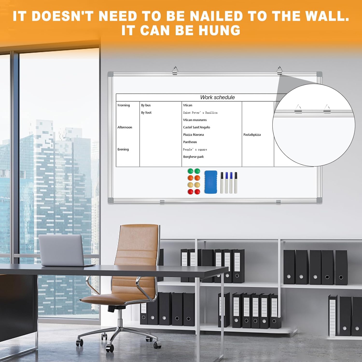 60"x40" Dry Erase Board for Wall Aluminum Presentation Magnetic Whiteboard
