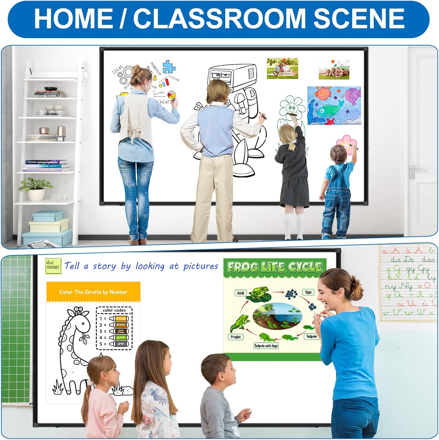 72"X40"Large White Board Dry Erase Board for Wall Magnetic, Presentation Dry Erase Boards