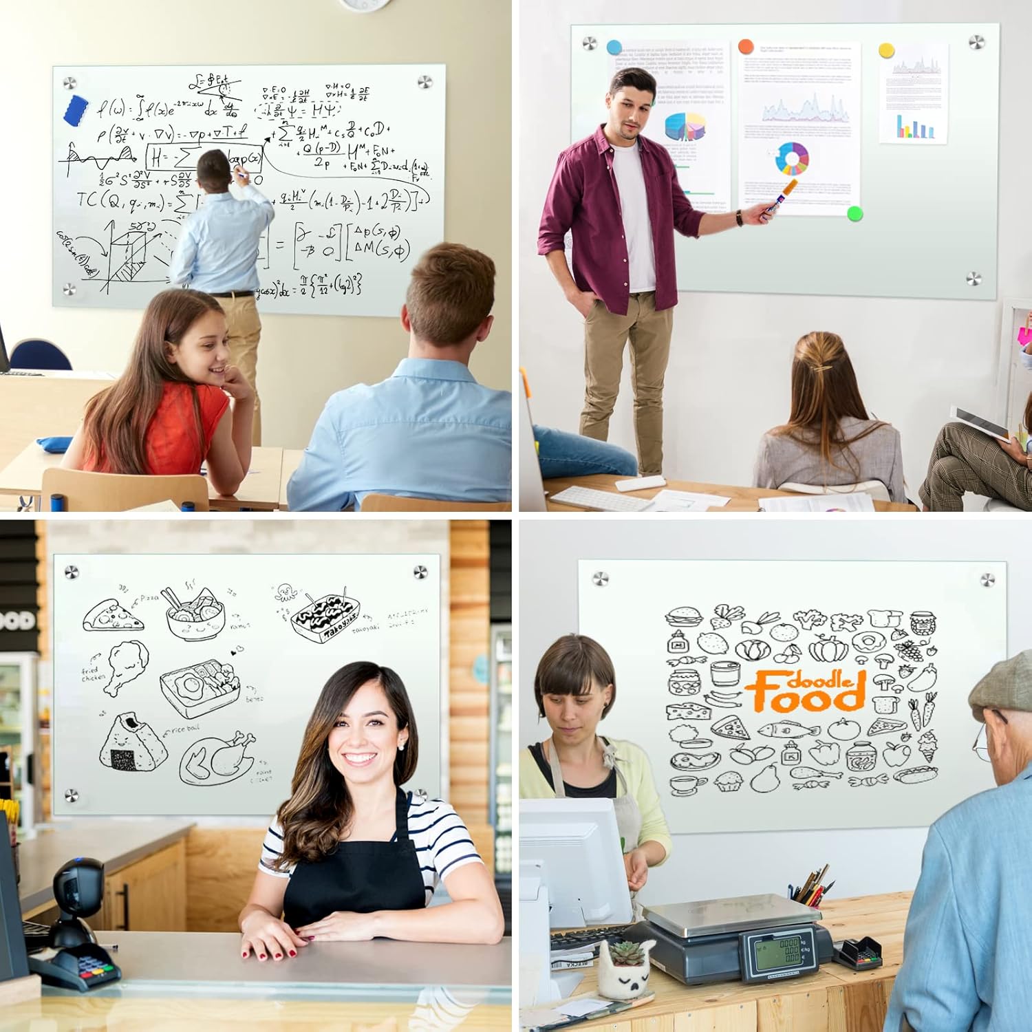 72"x40" Dry Erase White Board for Wall Magnetic Glass Frameless Whiteboard Mount