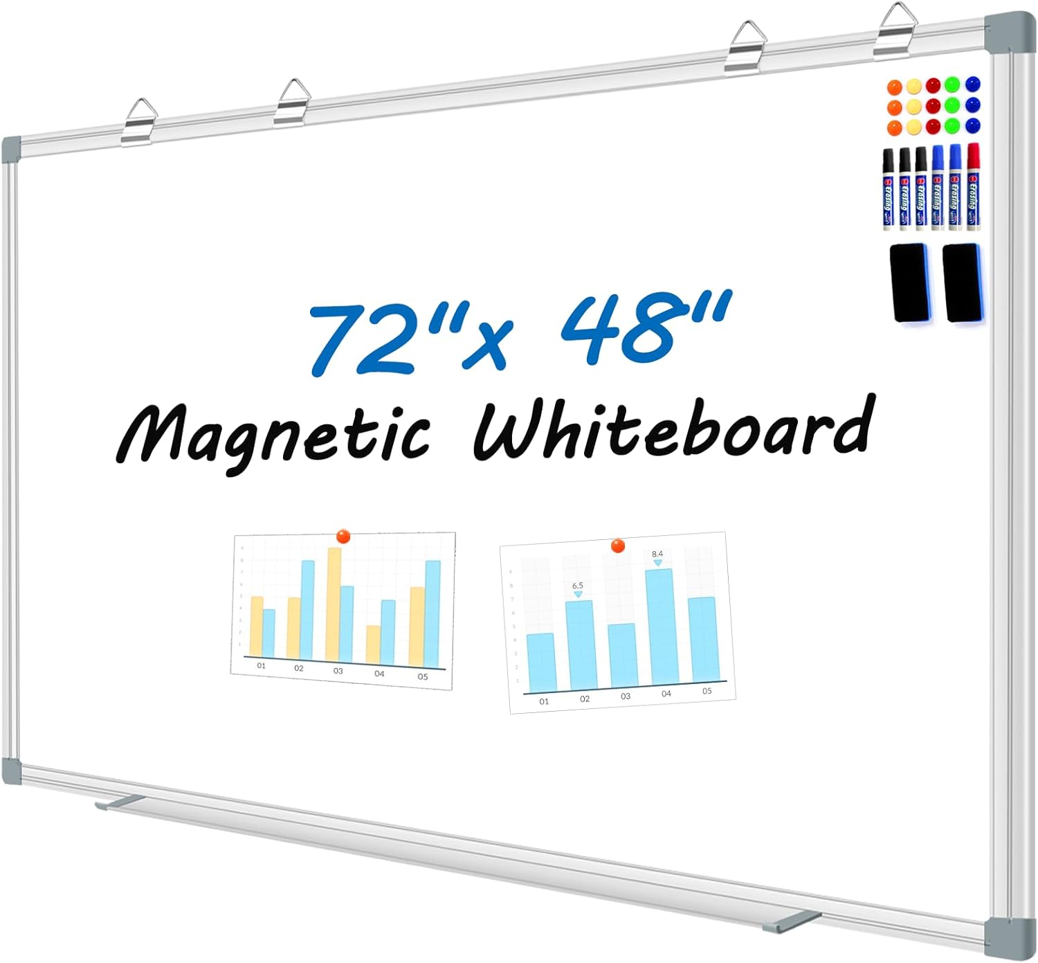 72'x48' Large Magnetic White Board Dry Erase Whiteboard with Aluminum Frame