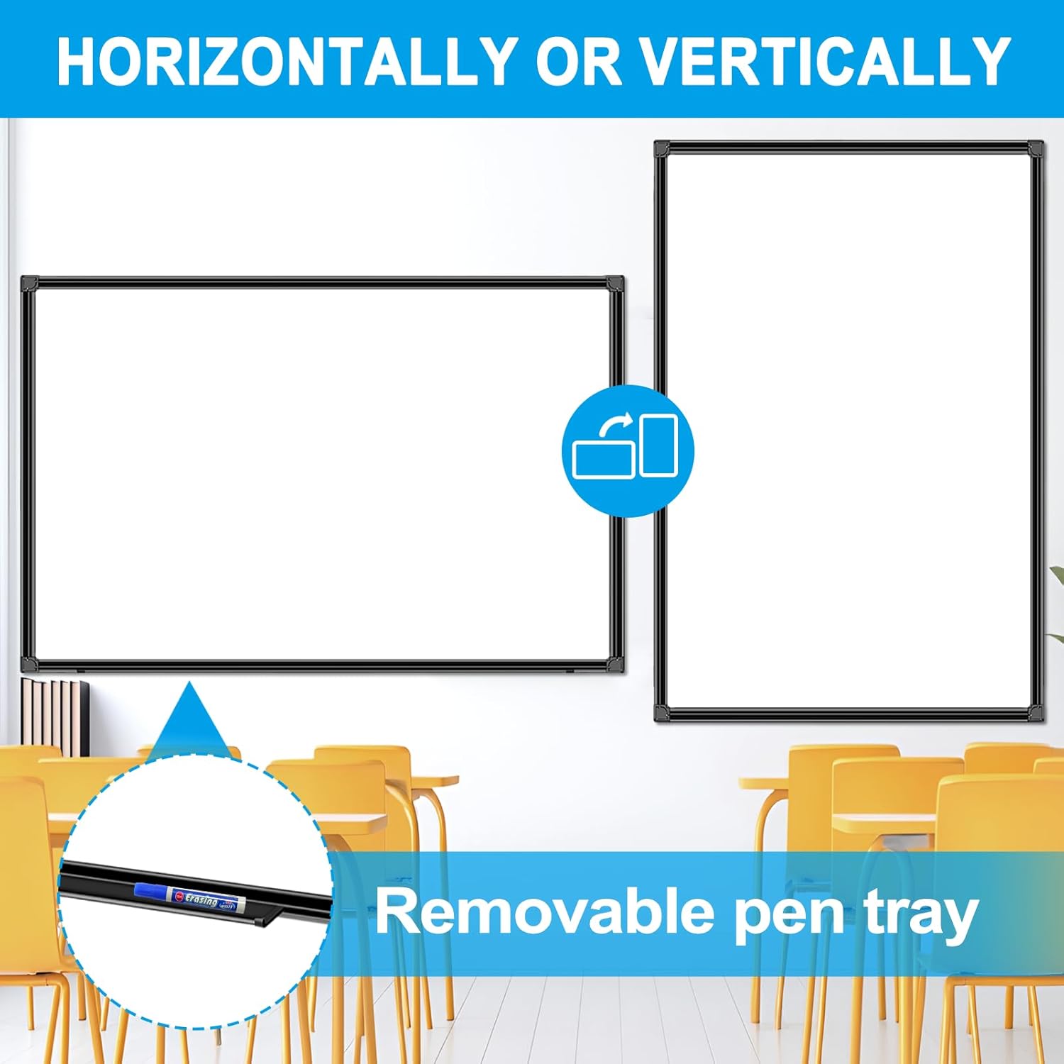 48"x24" Magnetic White Board Dry Erase Wall Mount Whiteboard