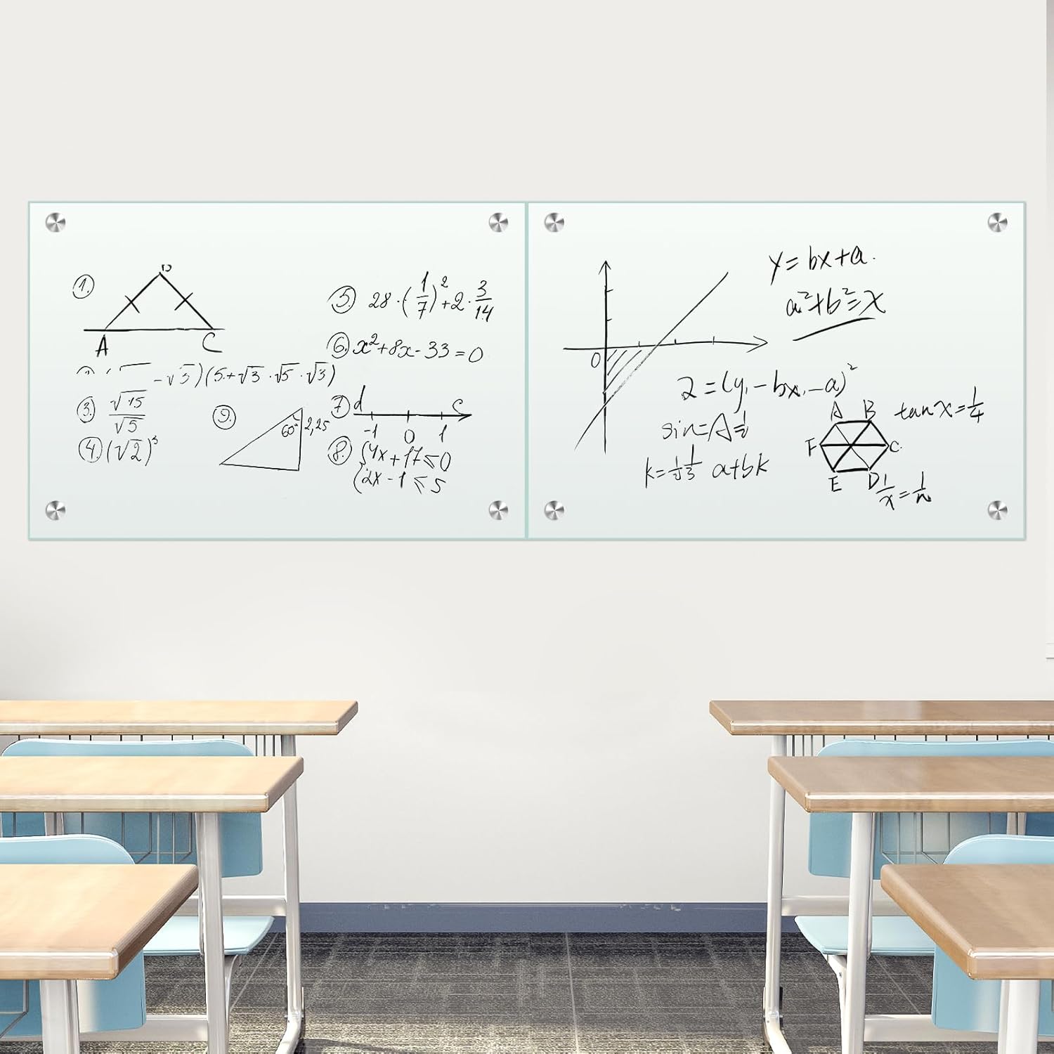 36" x 24" (2pcs) Glass White Board for Wall Dry Erase Board Magnetic Presentation Whiteboard