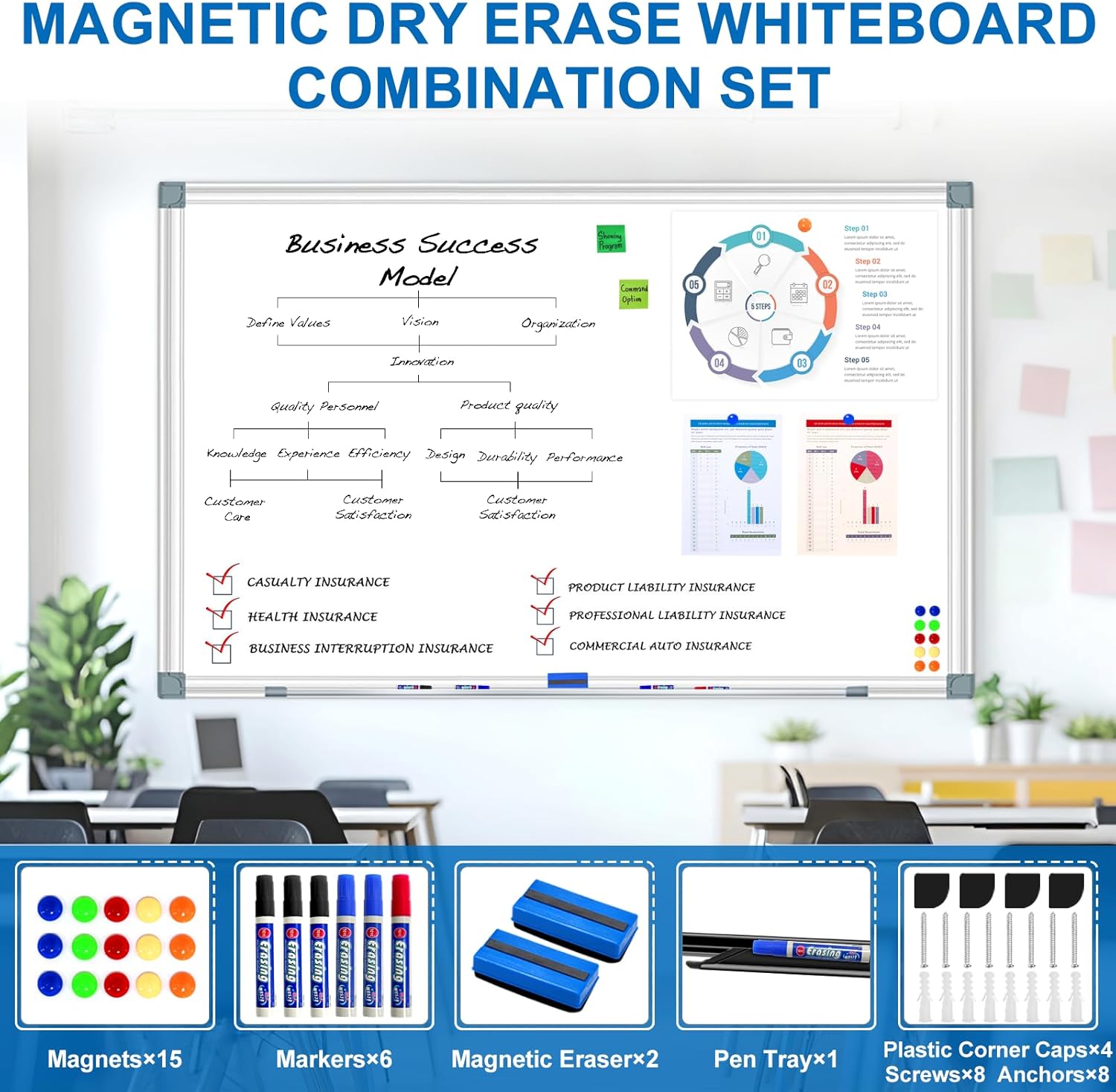 72'x48' Large Magnetic White Board Dry Erase Whiteboard with Aluminum Frame
