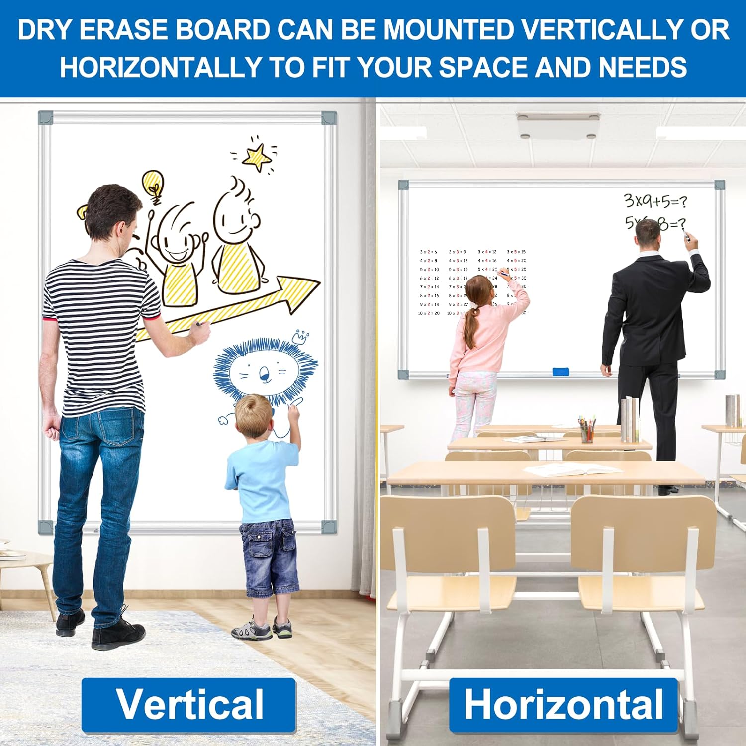 72'x48' Large Magnetic White Board Dry Erase Whiteboard with Aluminum Frame