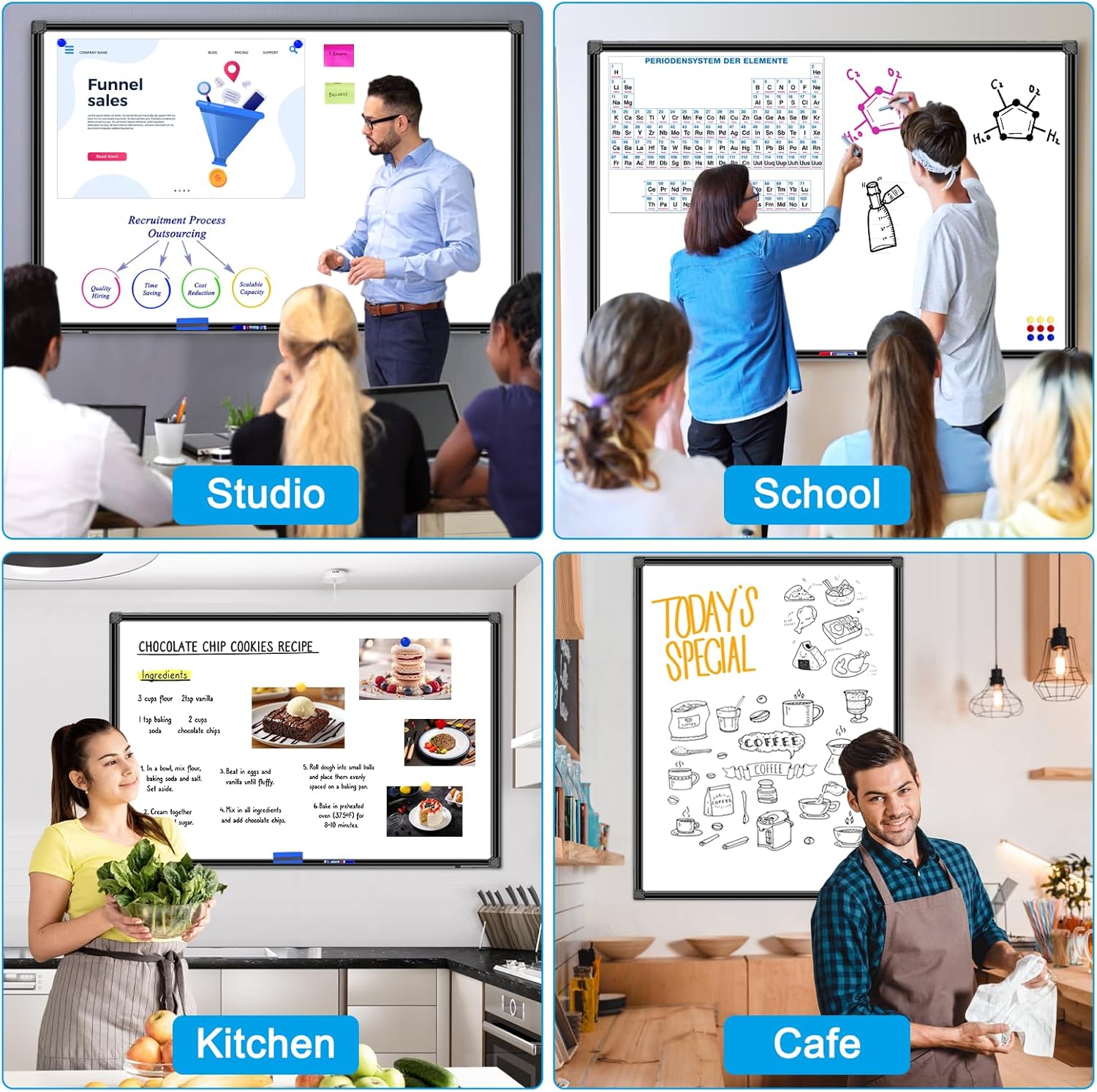 48"x24" Magnetic White Board Dry Erase Wall Mount Whiteboard