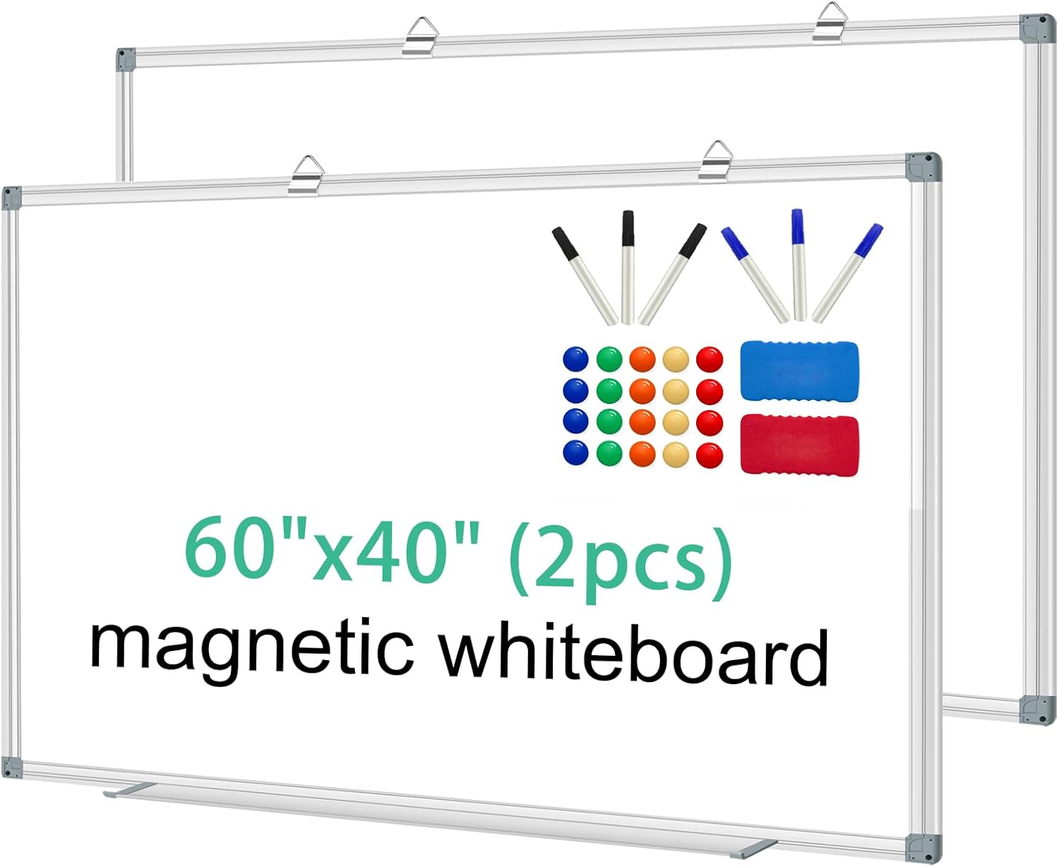 60x40 (2pcs) Whiteboard Dry Erase White Board for Wall, Magnetic Boards, Large Wall White Board