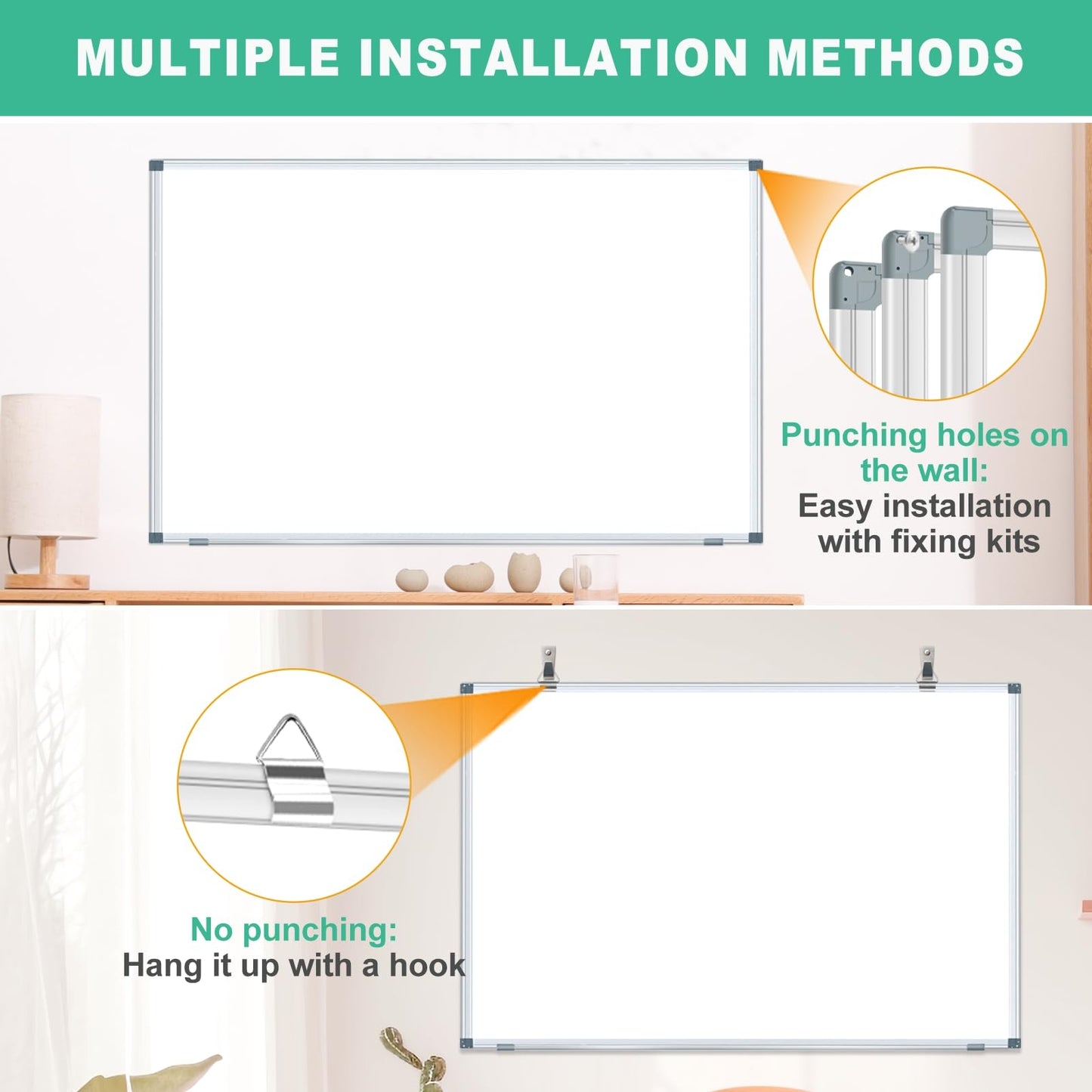 3' x 2' Whiteboard Dry Erase White Board for Wall 36x24 (3pcs) Magnetic Boards for Office Classroom & Home, Small Wall Whiteboard Including 6 Markers, 20 Magnets, 2 Erasers
