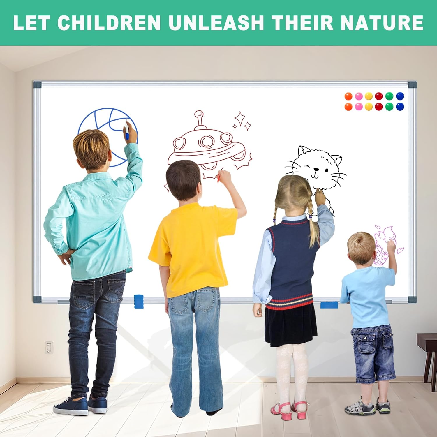 60x40 (2pcs) Whiteboard Dry Erase White Board for Wall, Magnetic Boards, Large Wall White Board